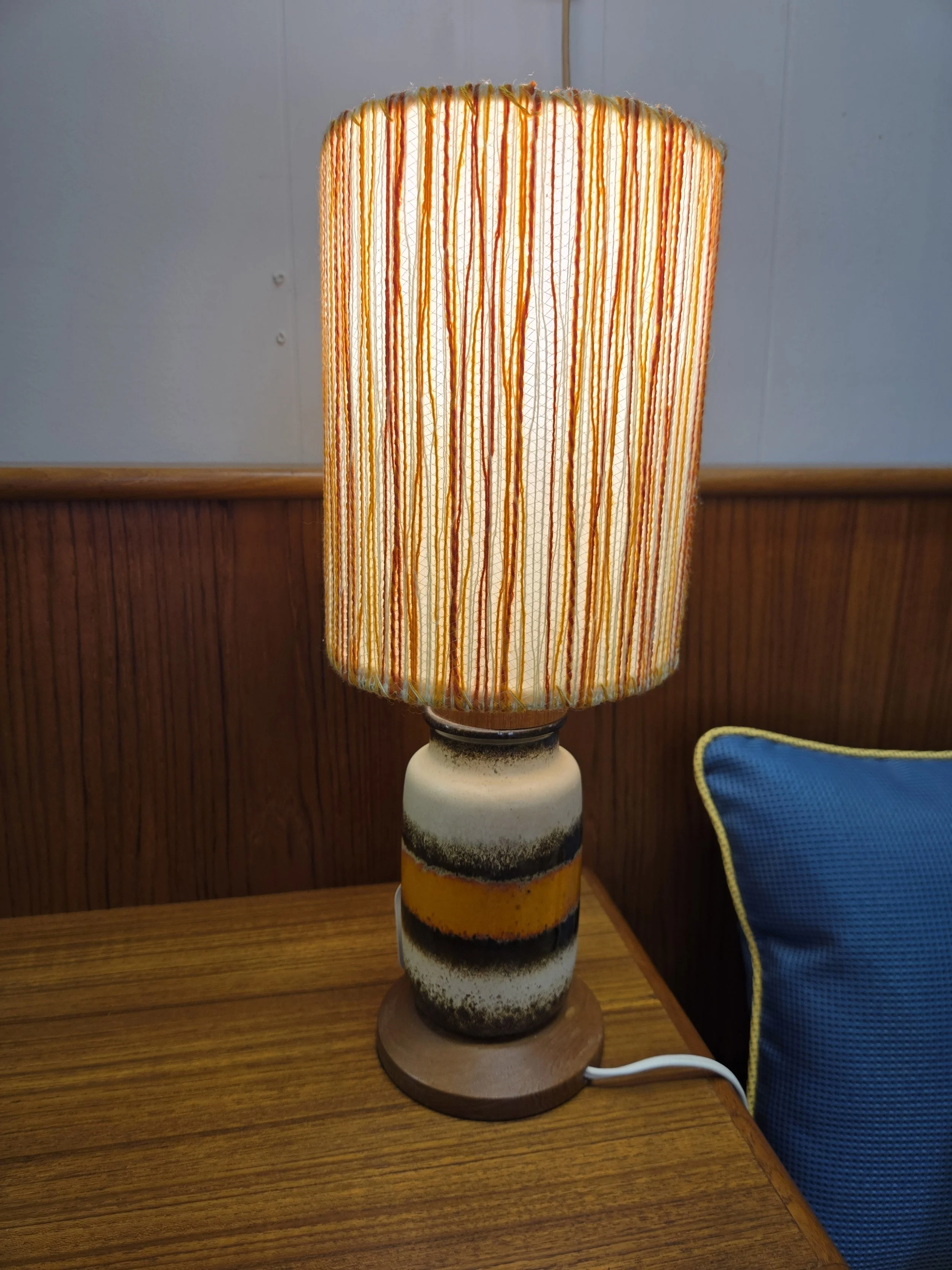Mid-Century Modern Teak & Ceramic Table Lamps