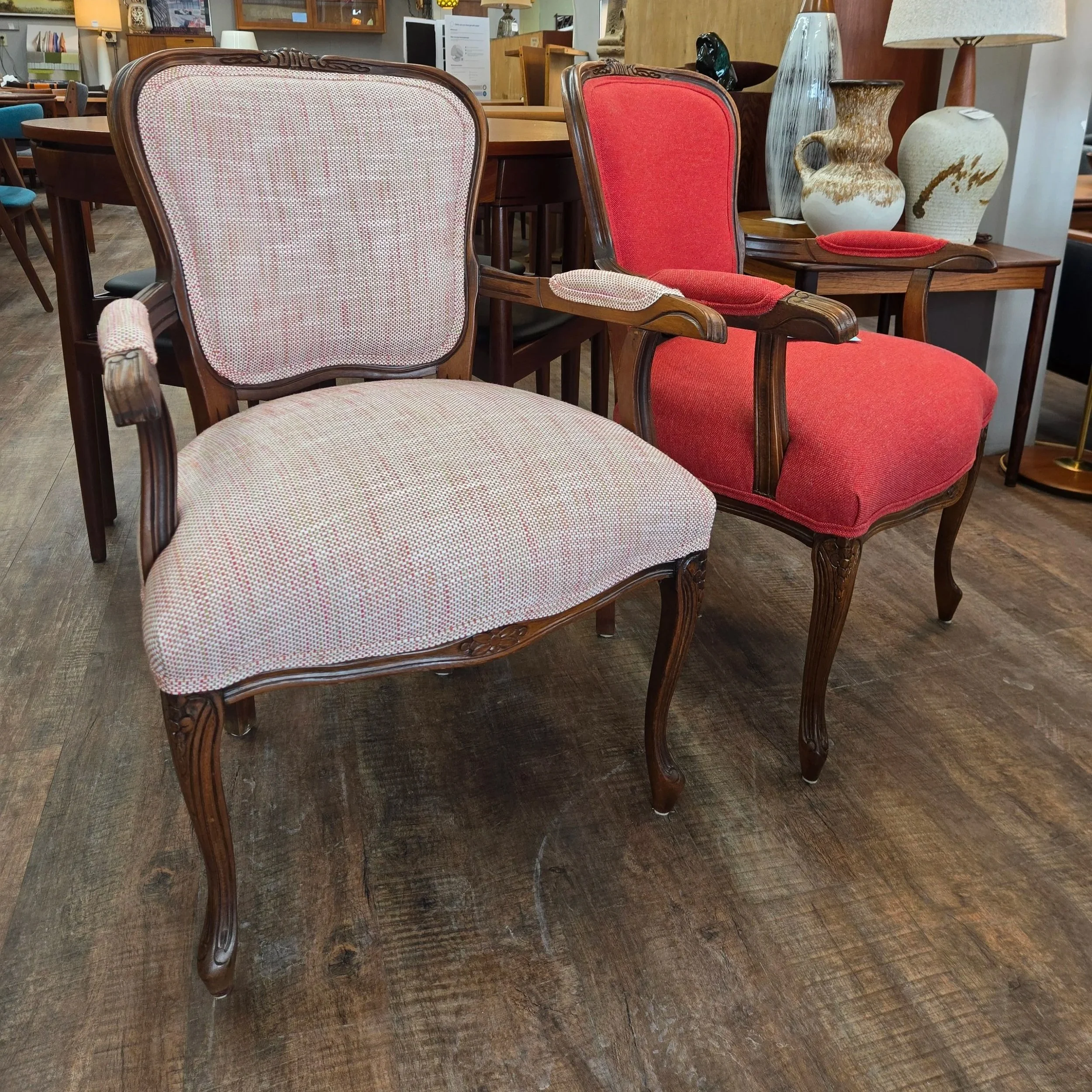 Reupholstered Antique Slipper Chairs