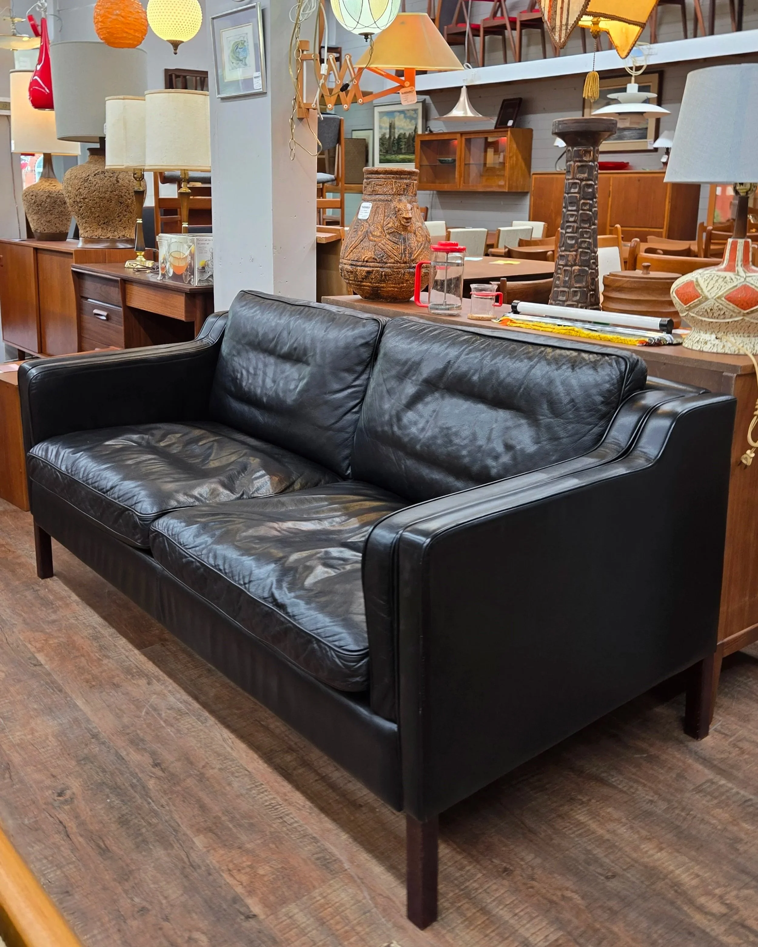 Vintage Danish leather loveseat by Stouby