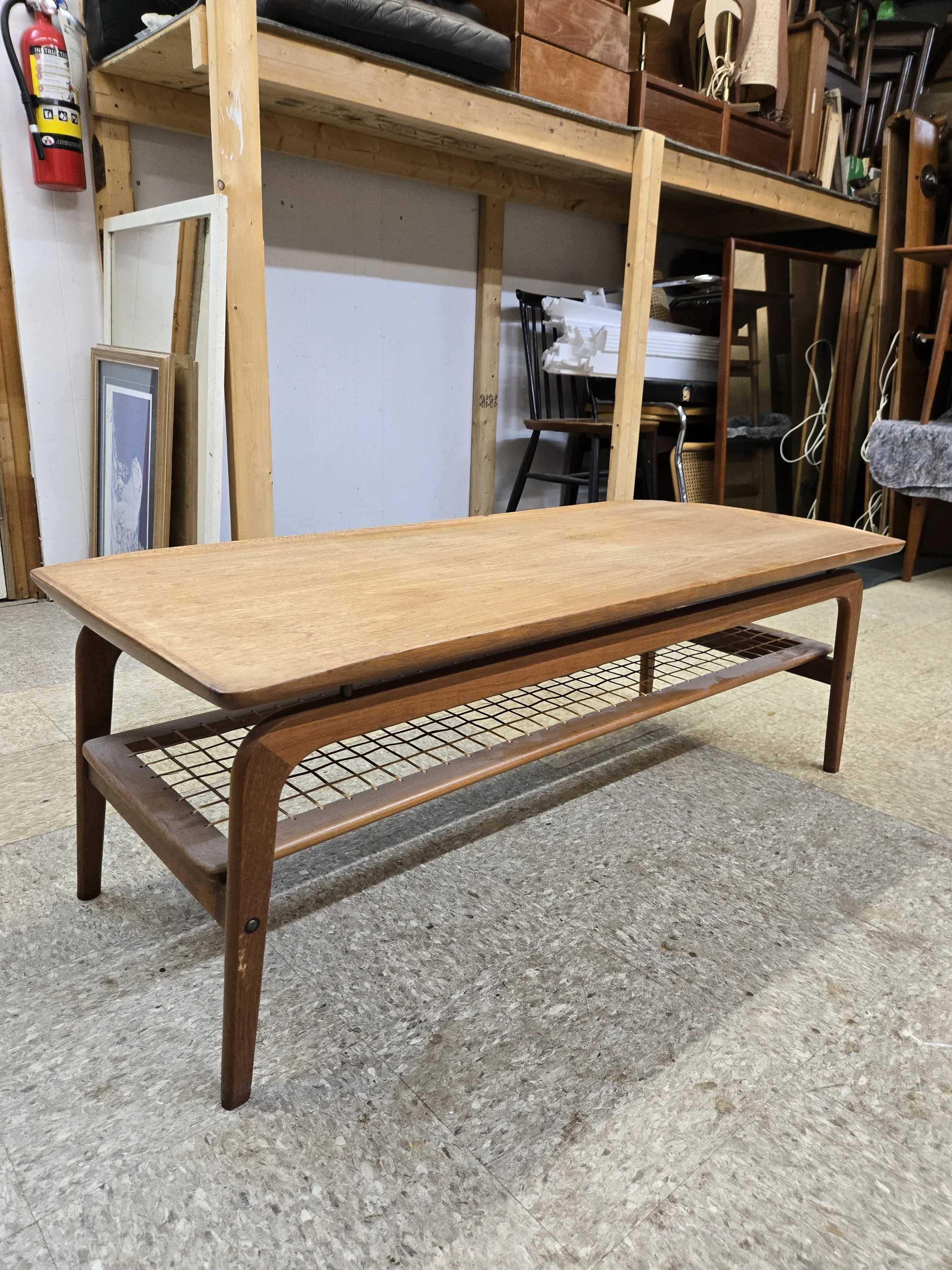 Arne Hovman-Olsen Teak and rattan coffee table