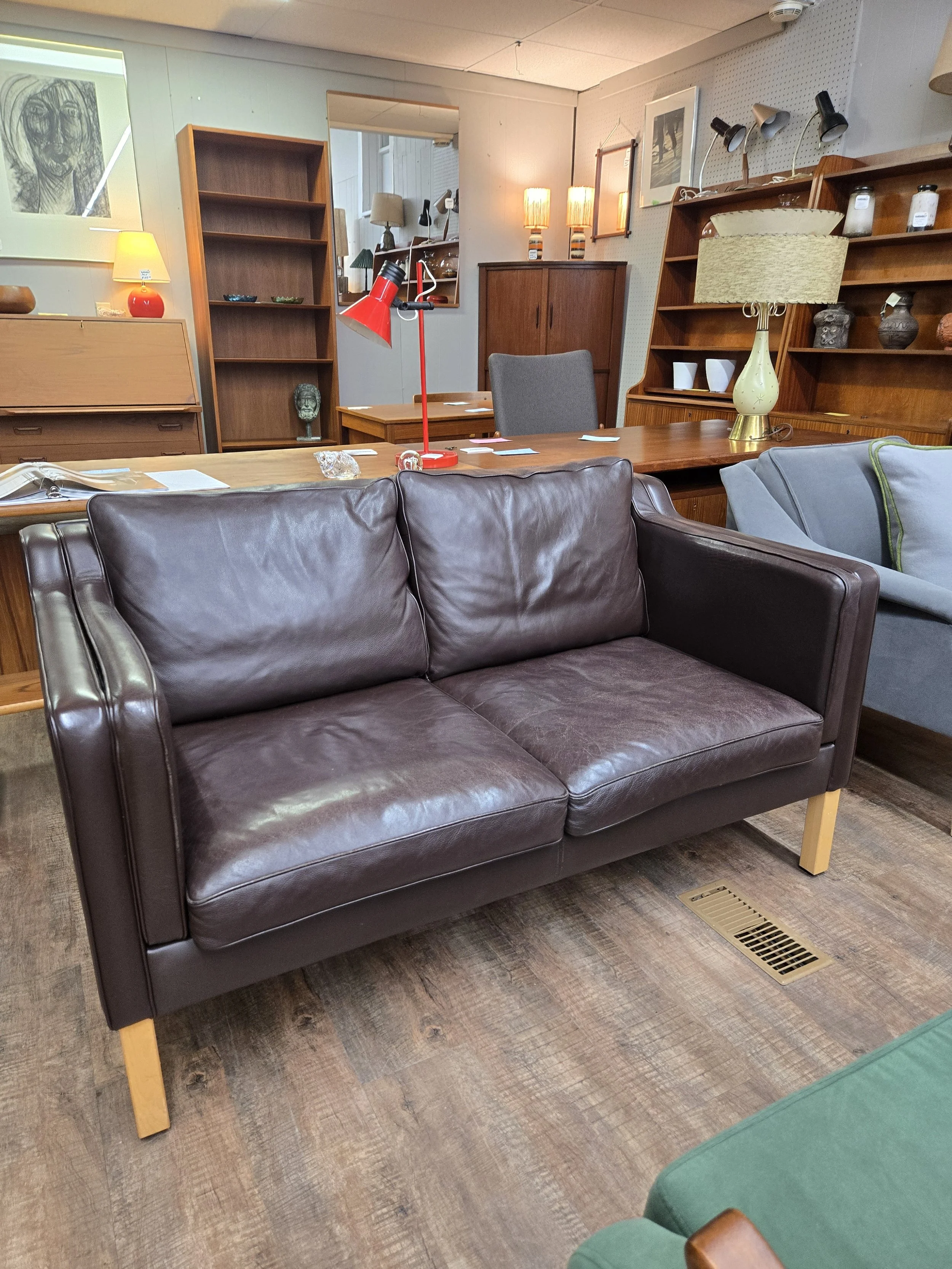 Vintage Danish Leather Loveseat