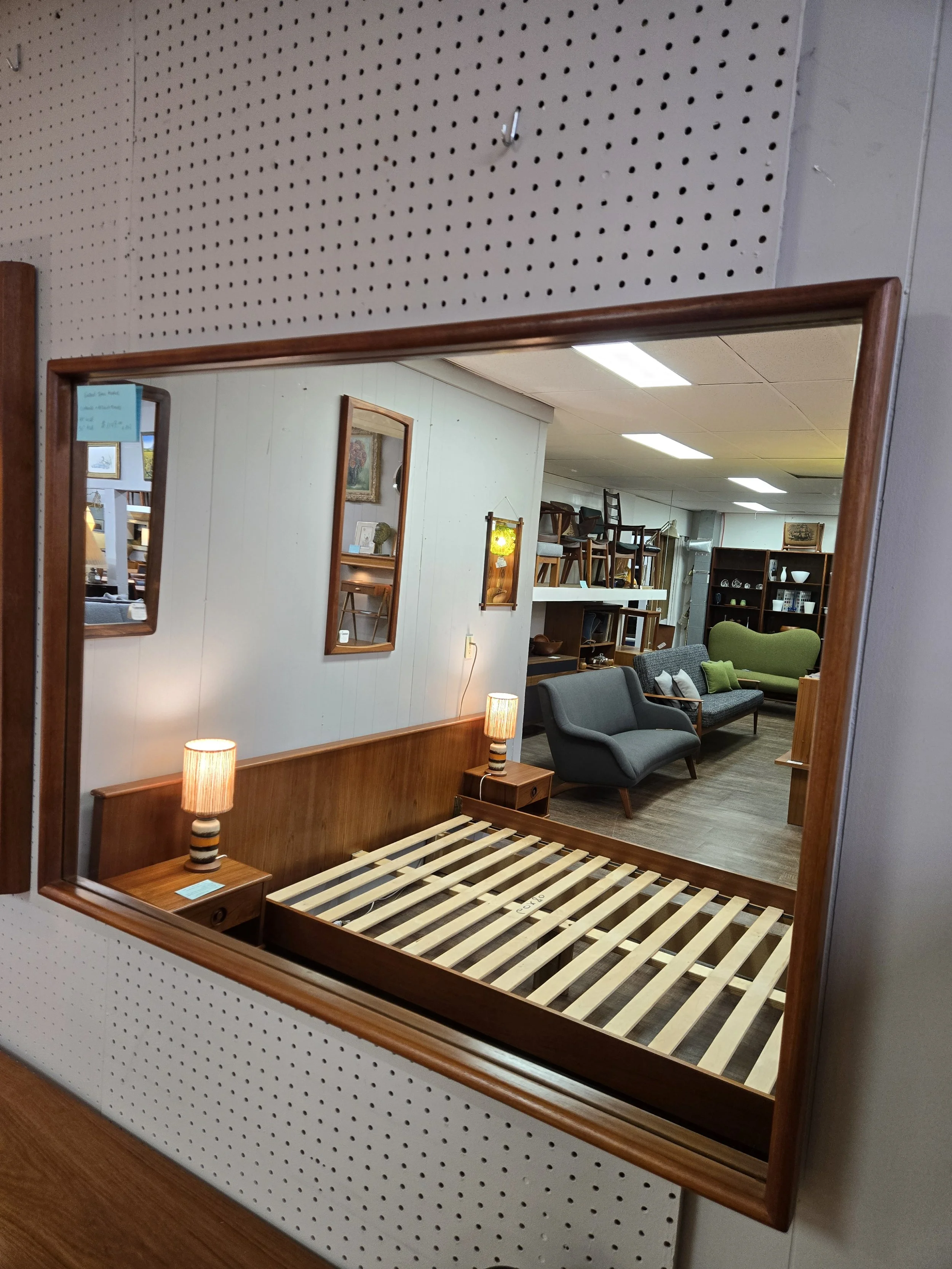 Large Vintage Teak Framed Mirror