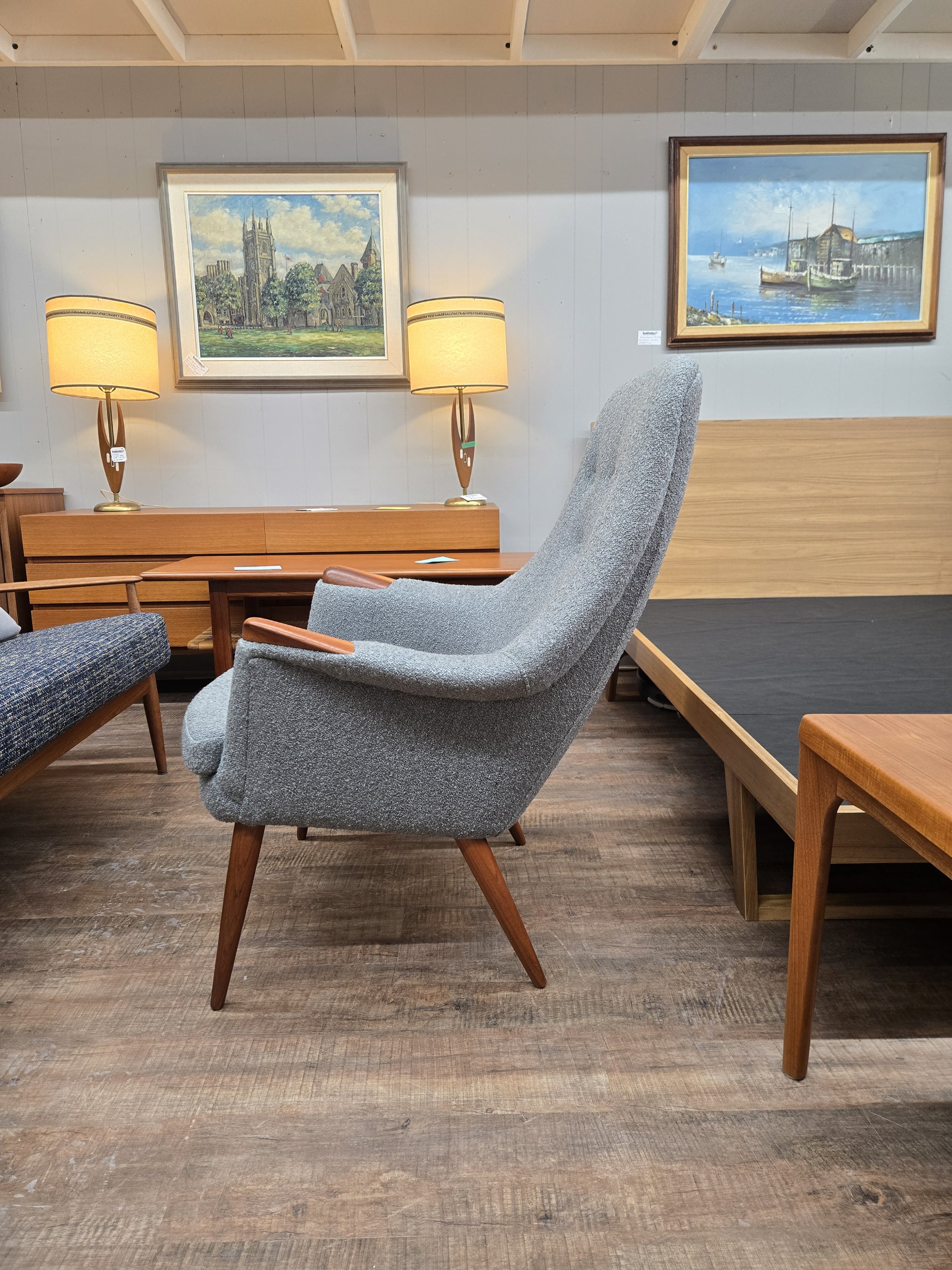 Gerhard Berg Mid-Century Modern High Back Lounge Chair