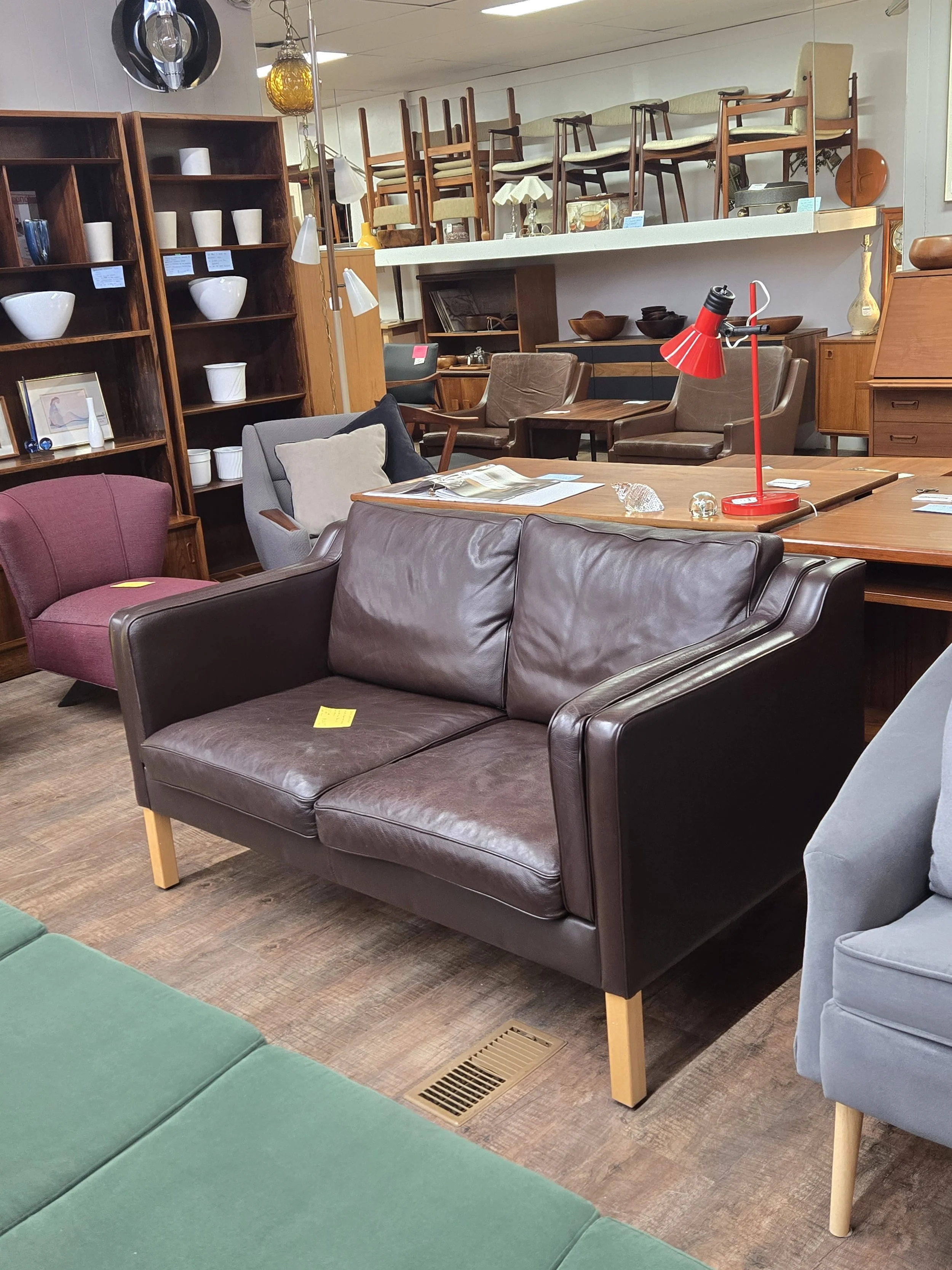 Vintage Danish Leather Loveseat