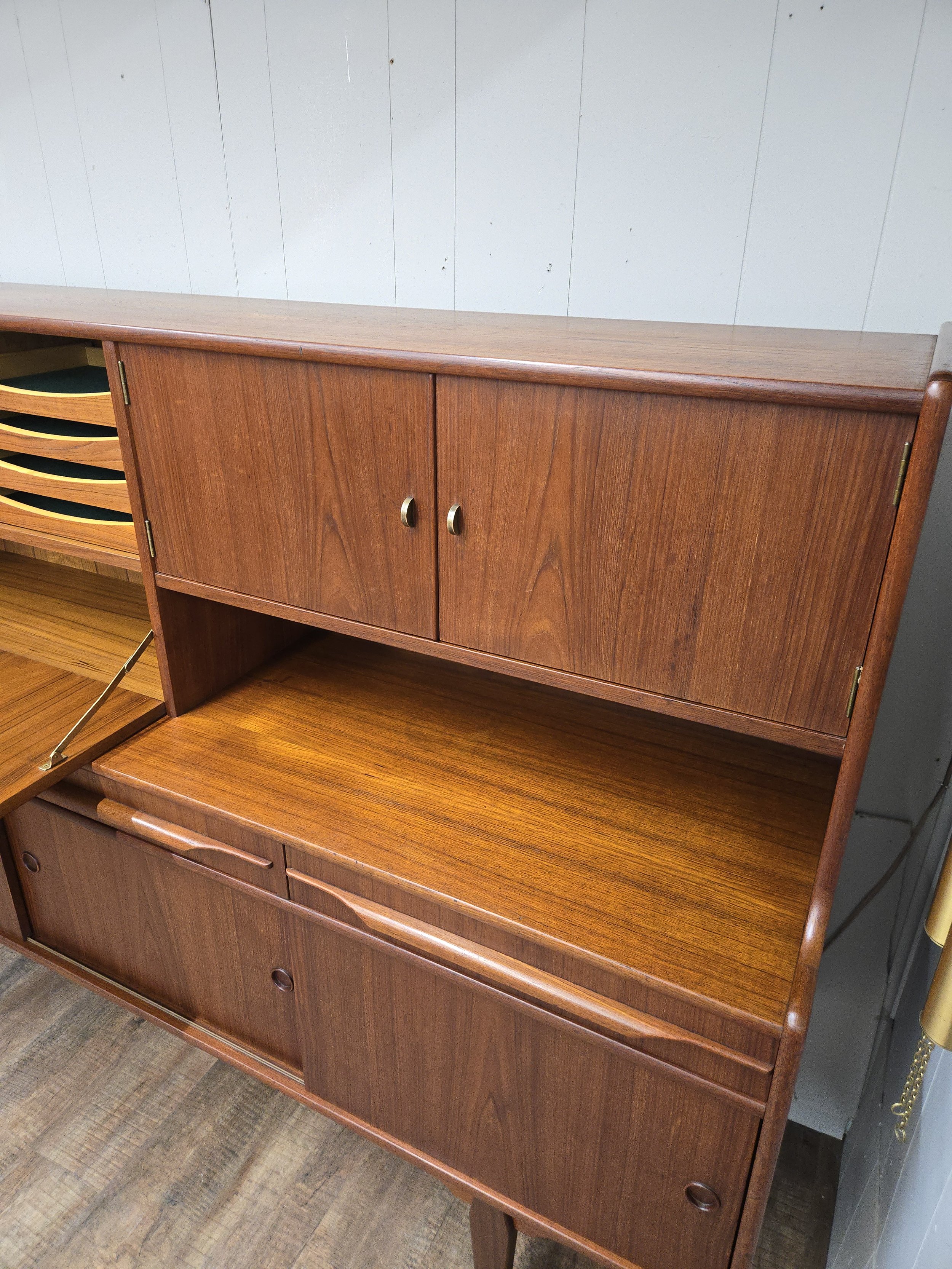 Teak Highboard with Desk and Bar