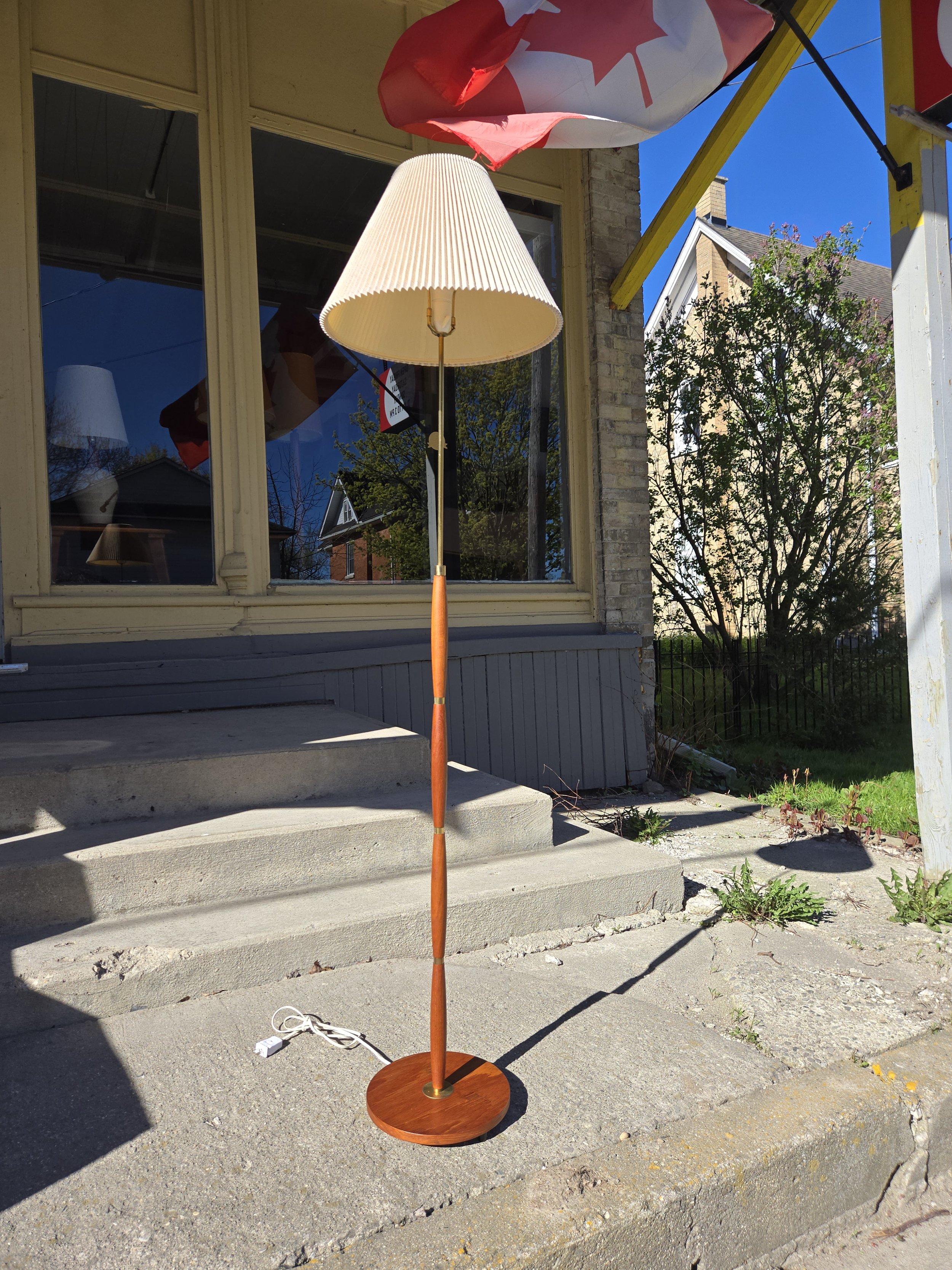 Danish teak and brass floor lamp