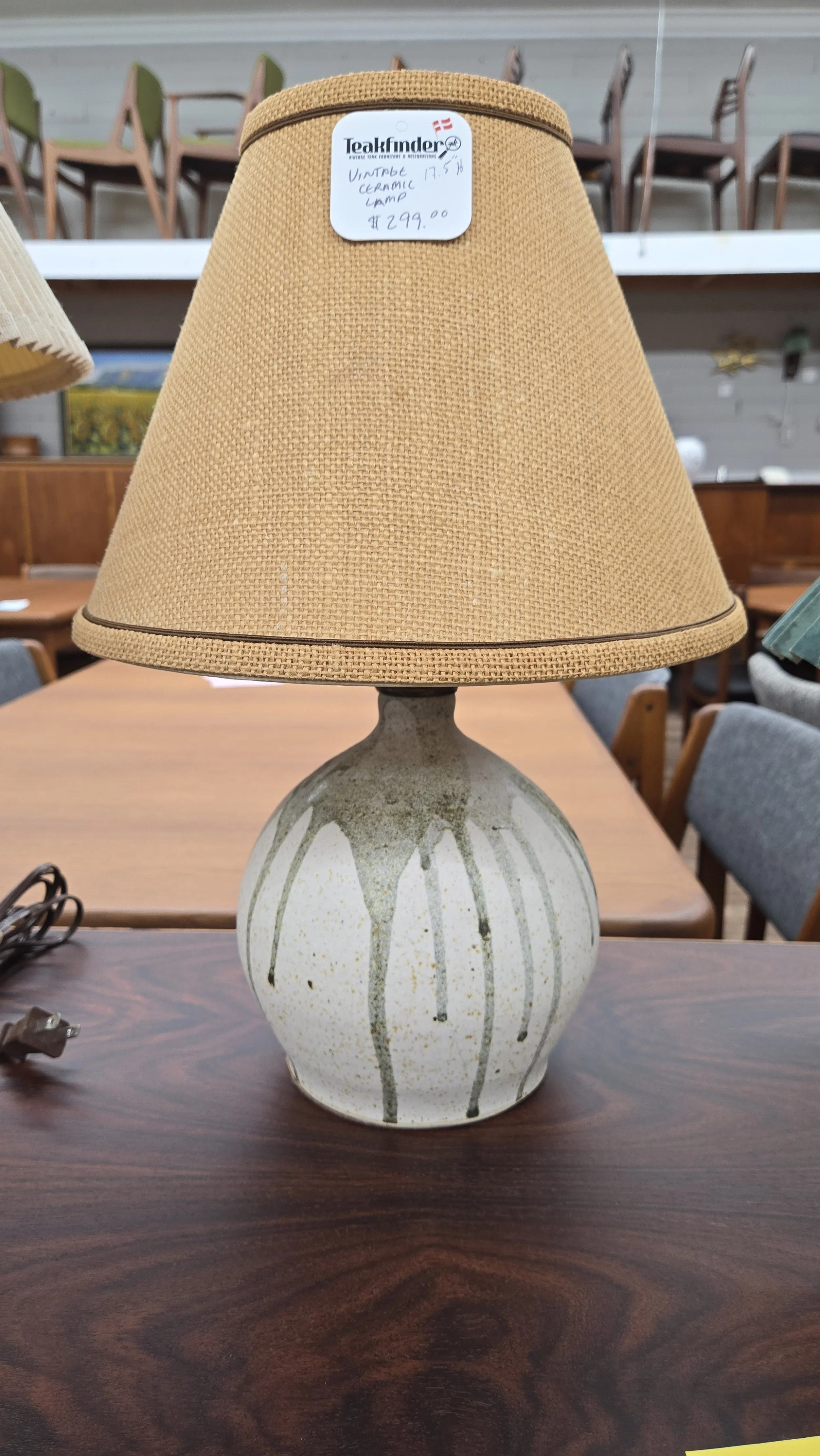 Vintage ceramic drip glaze lamp