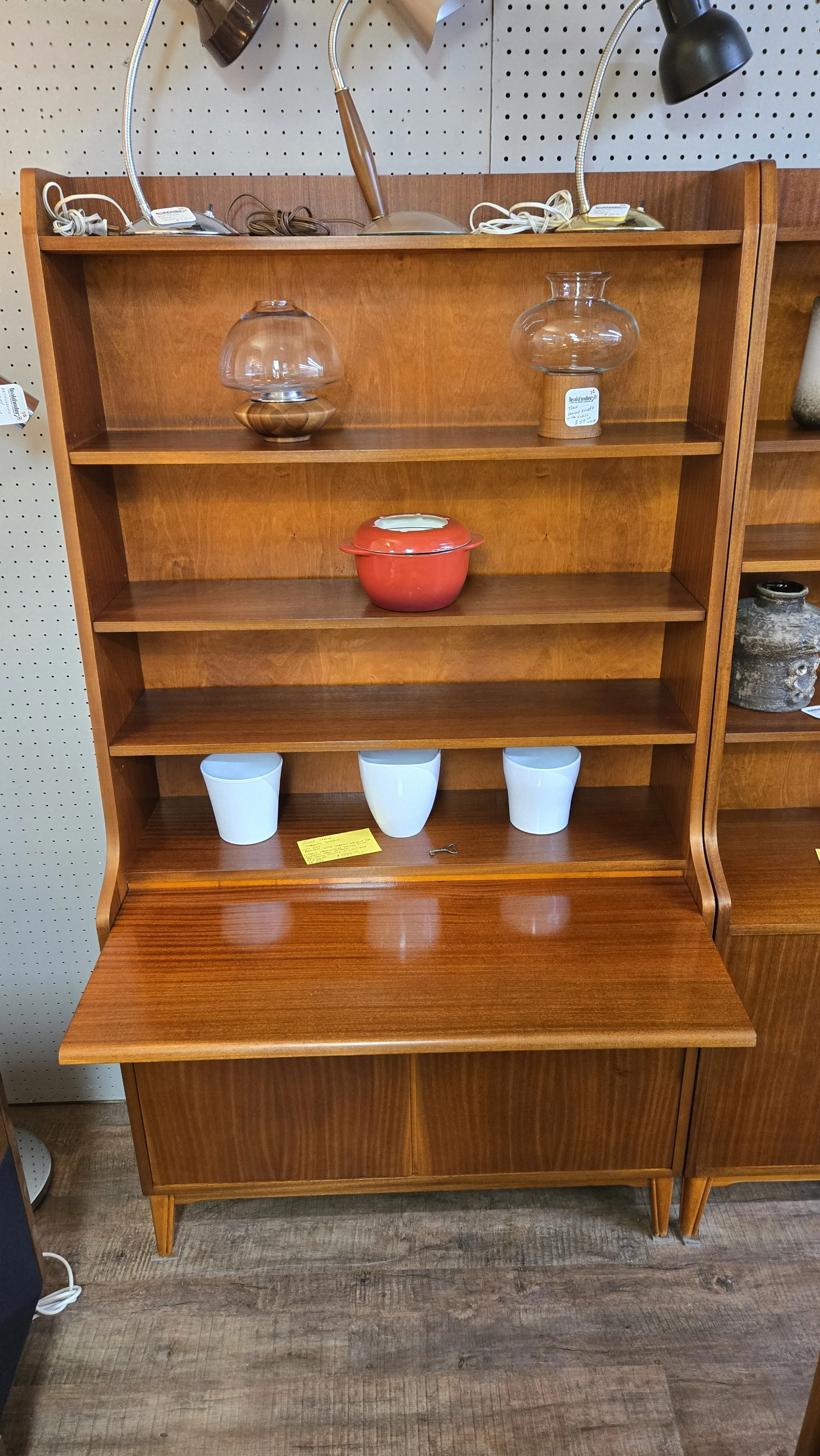 Mahogany Storage bookcase with pull out desk