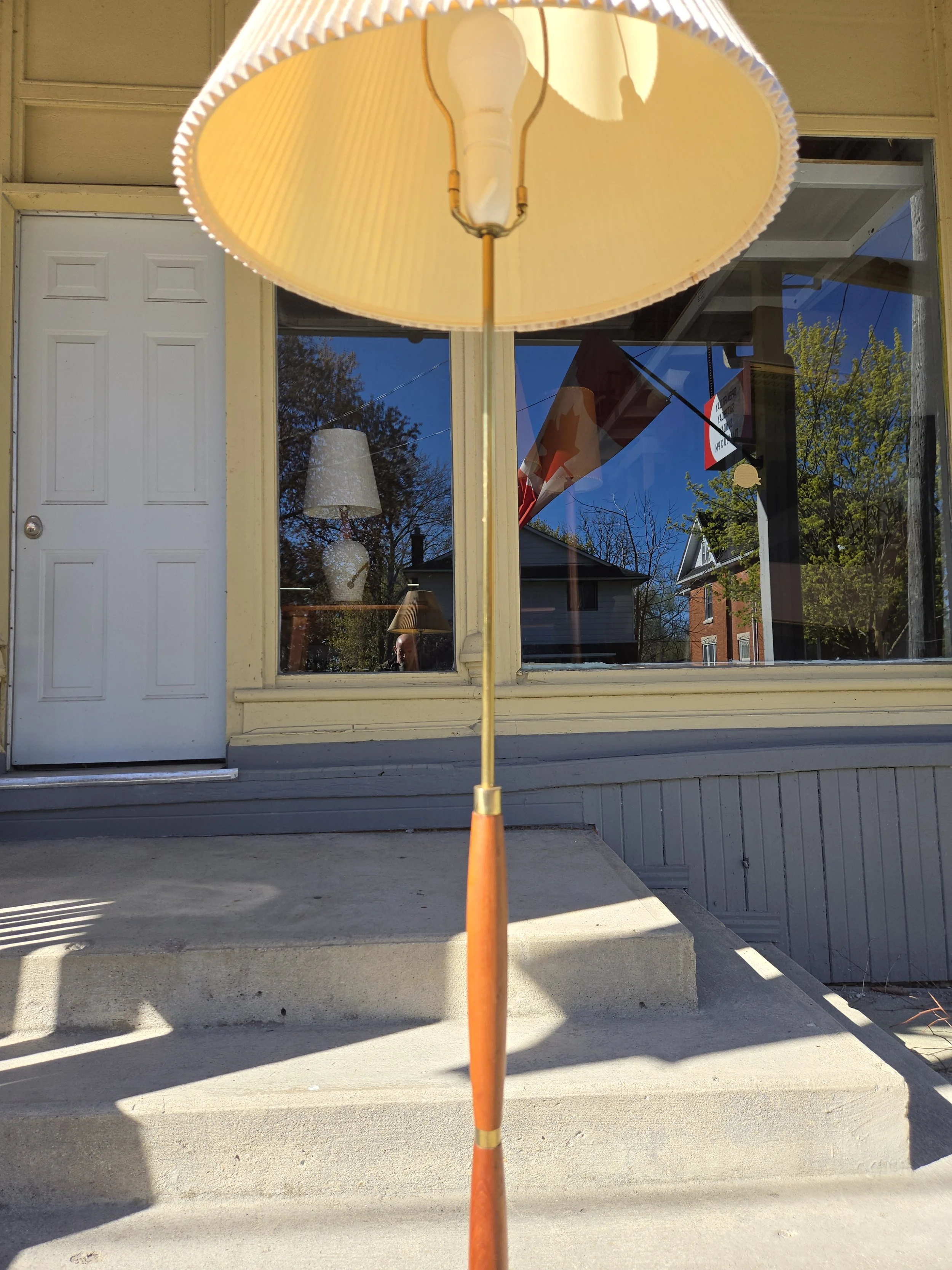 Danish teak and brass floor lamp