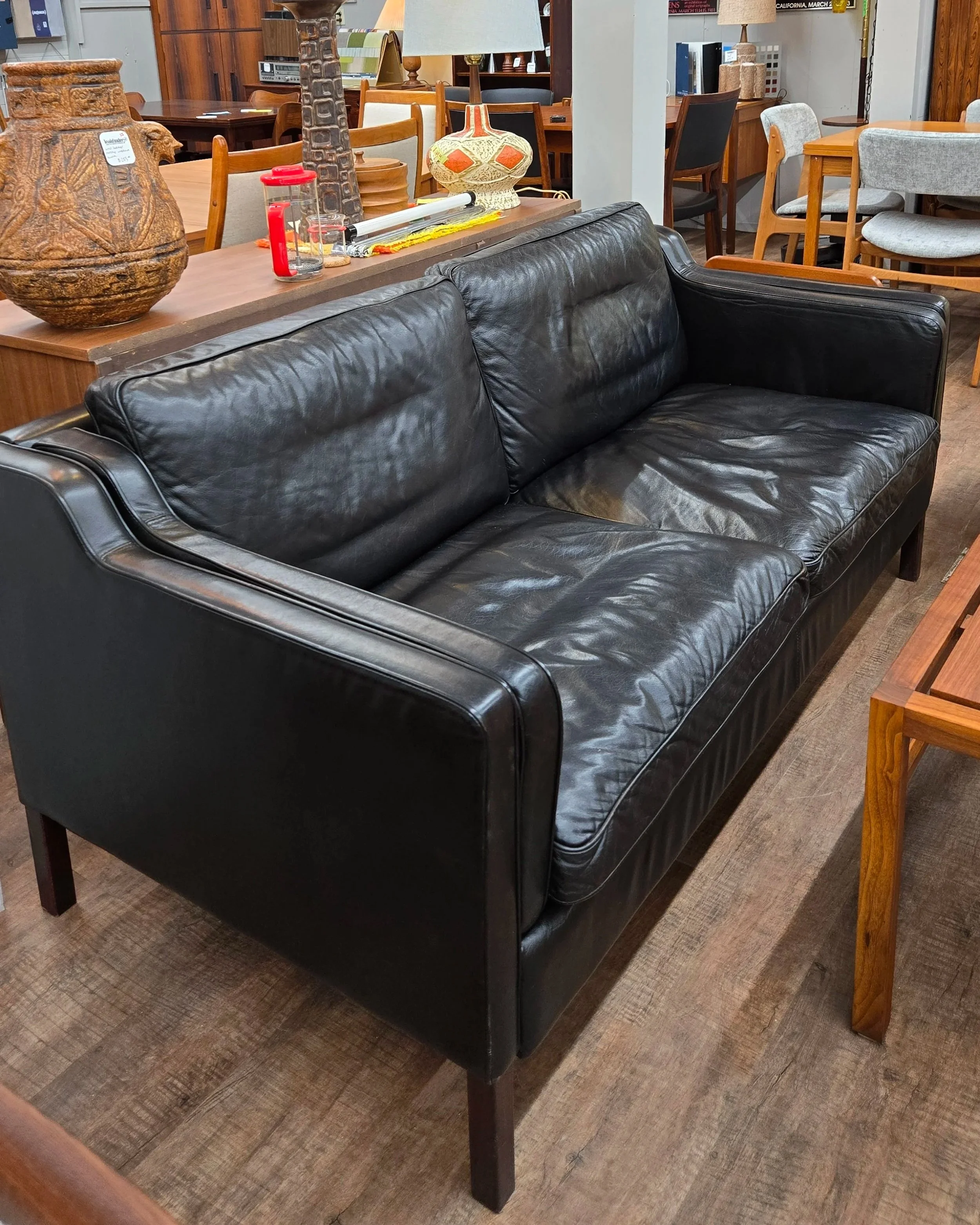 Vintage Danish leather loveseat by Stouby