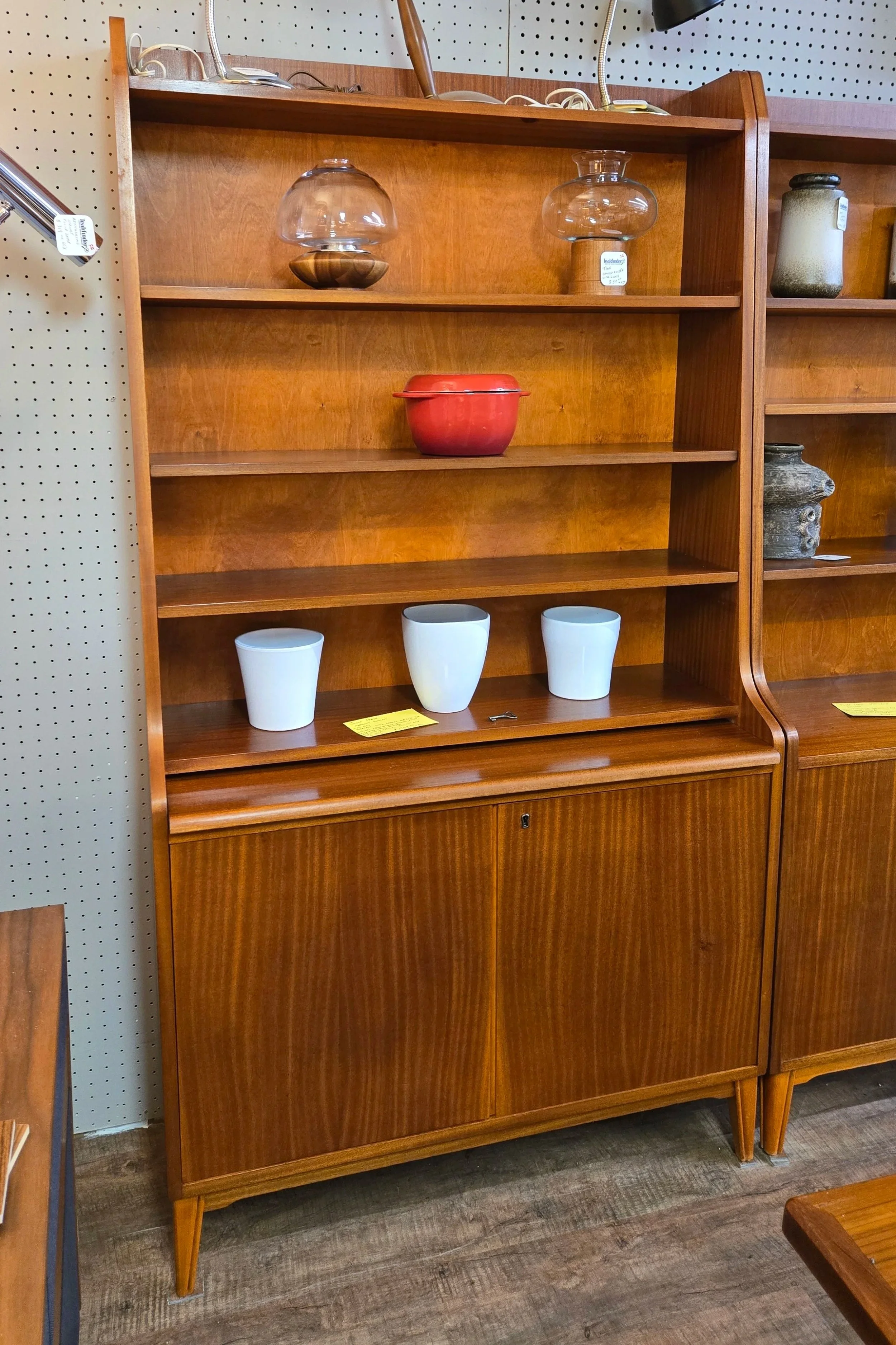 Mahogany Storage bookcase with pull out desk