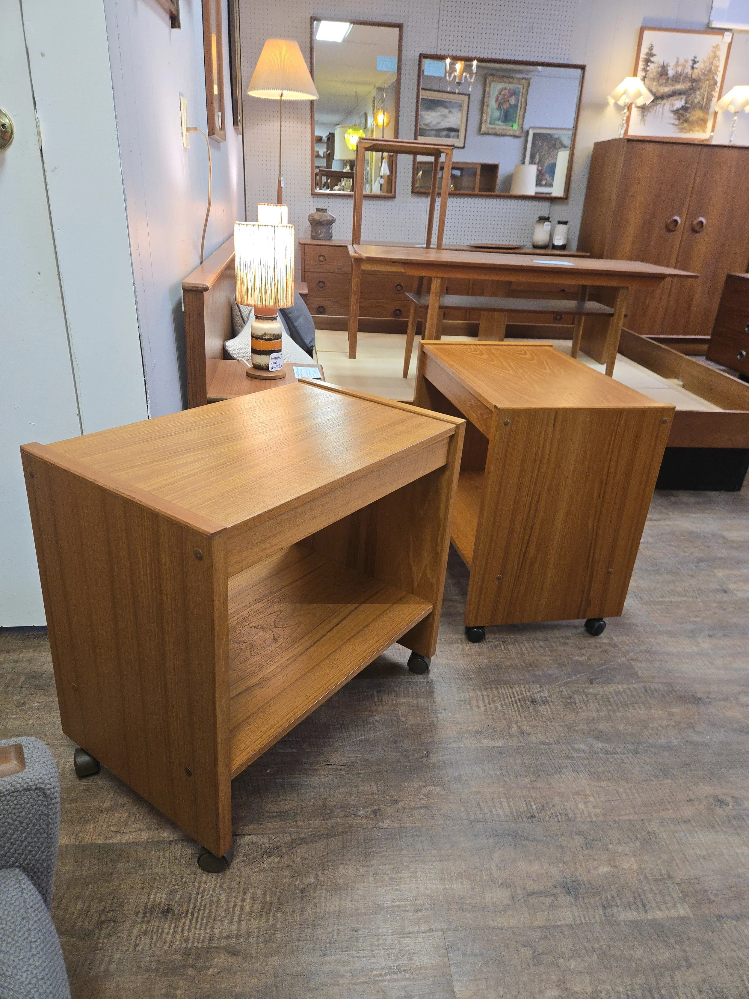 Vintage Teak Rolling Site Tables