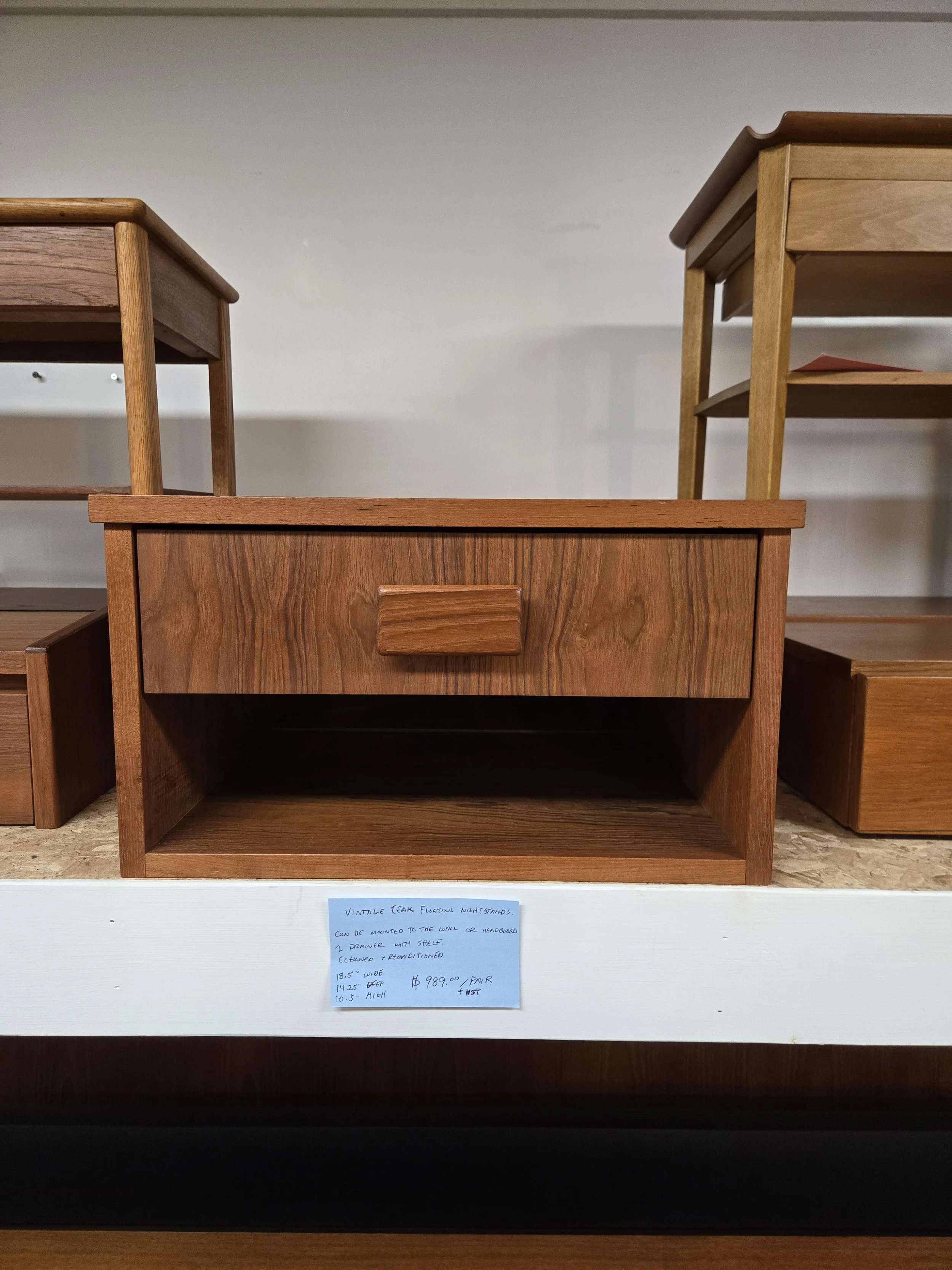 Vintage Teak Floating Drawers with Shelf