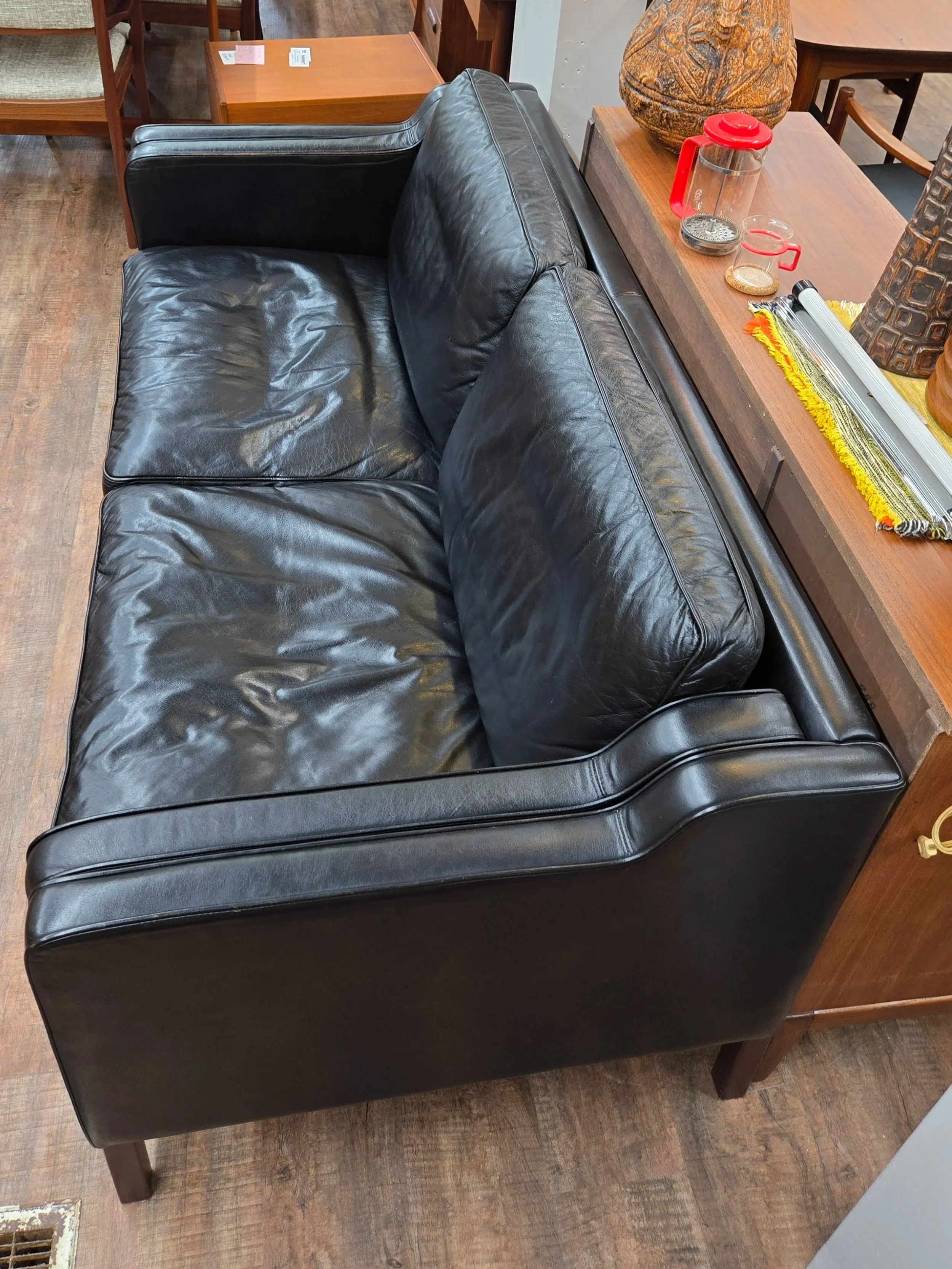 Vintage Danish leather loveseat by Stouby