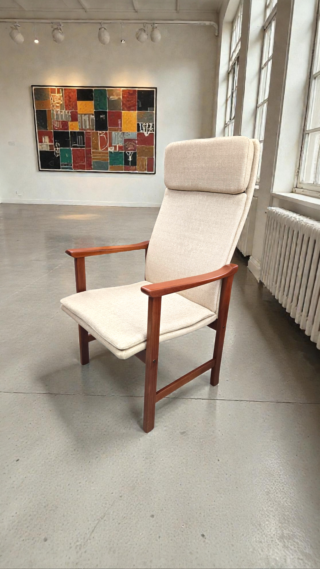 Vintage Danish Teak High Back Armchair