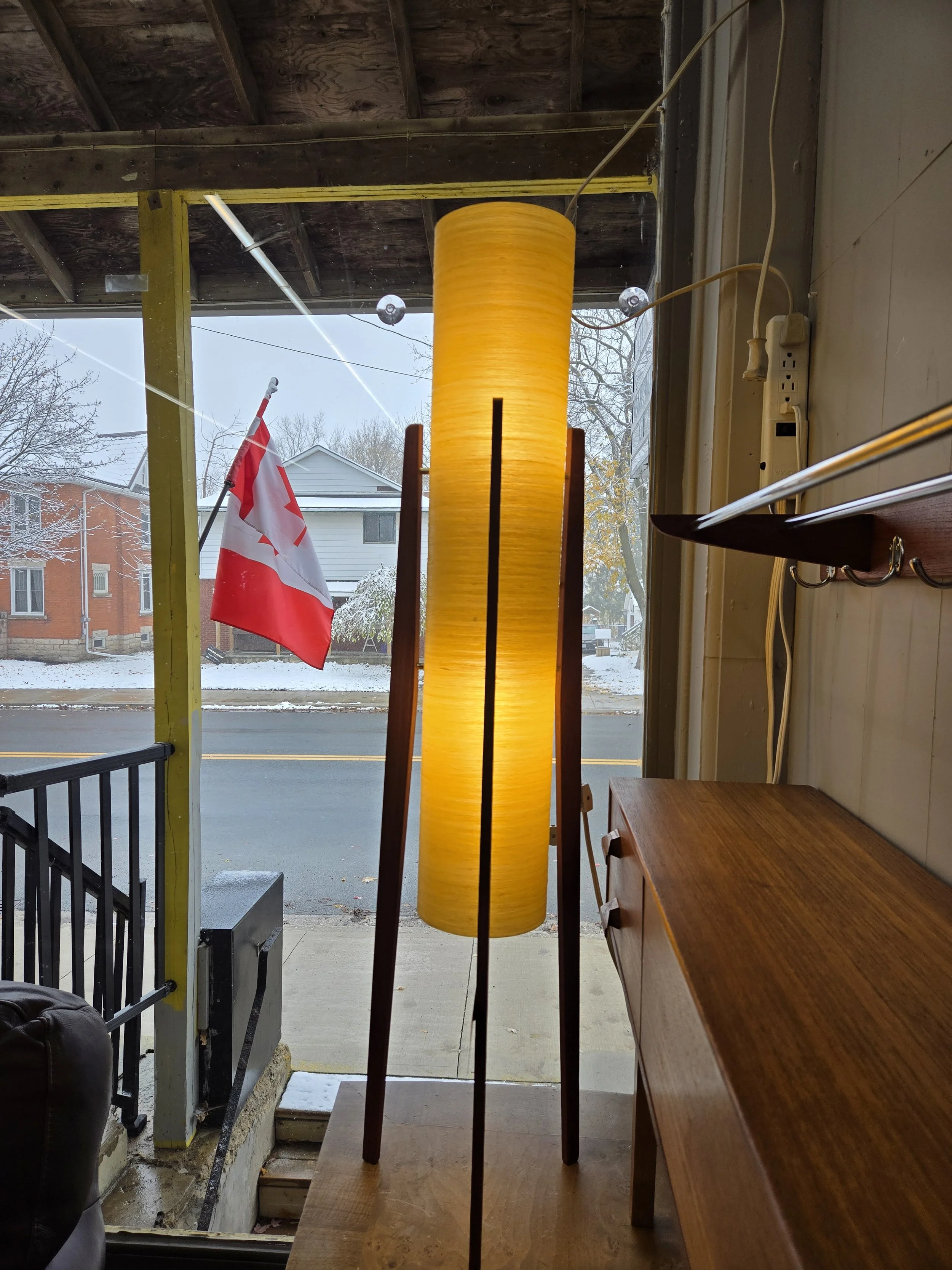 Atomic Mid century modern Teak and fiberglass lamp