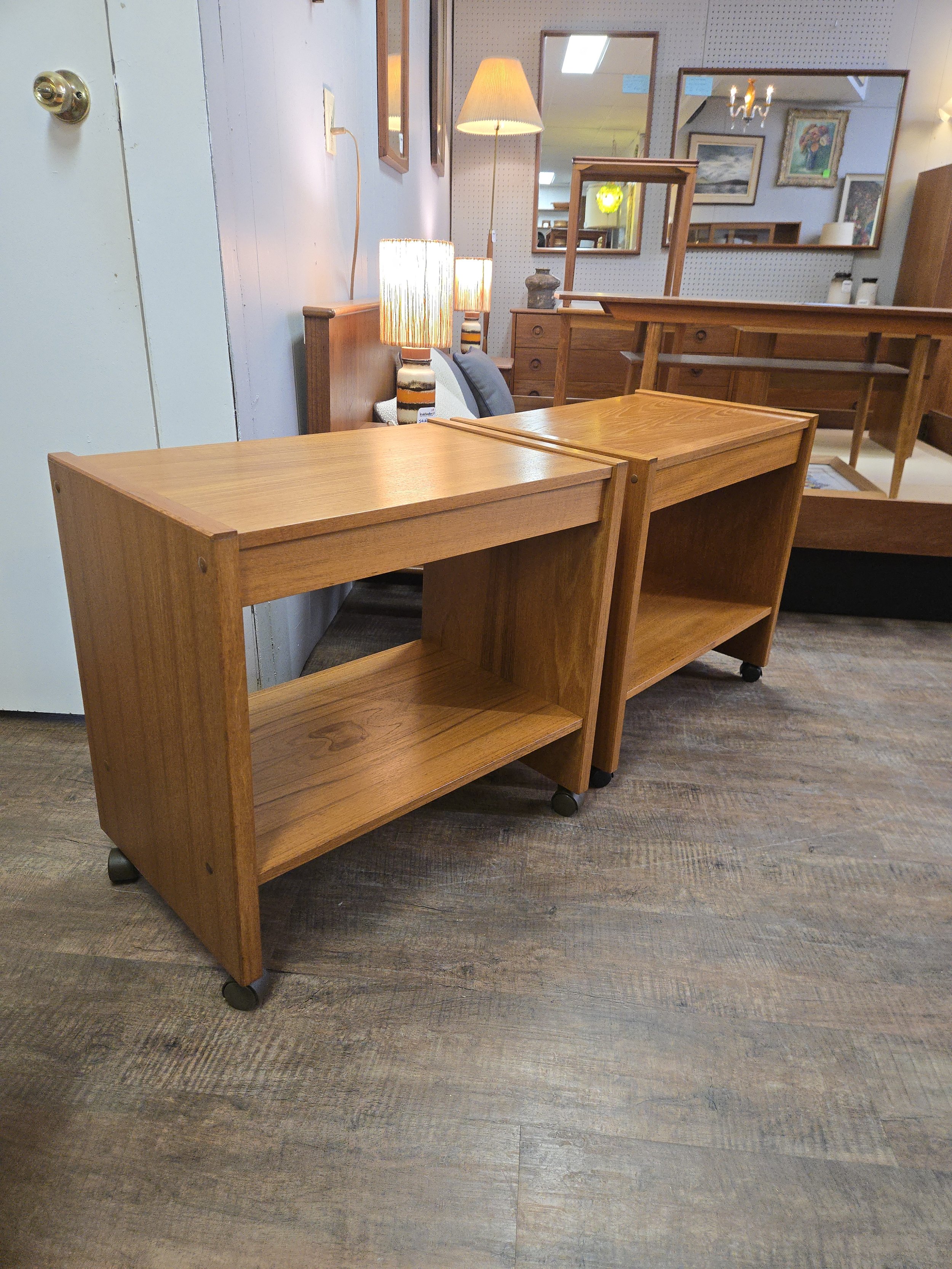 Vintage Teak Rolling Site Tables