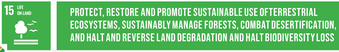 Part of the 2030 Agenda, a banner from the 15th goal of the Sustainable Development Goals