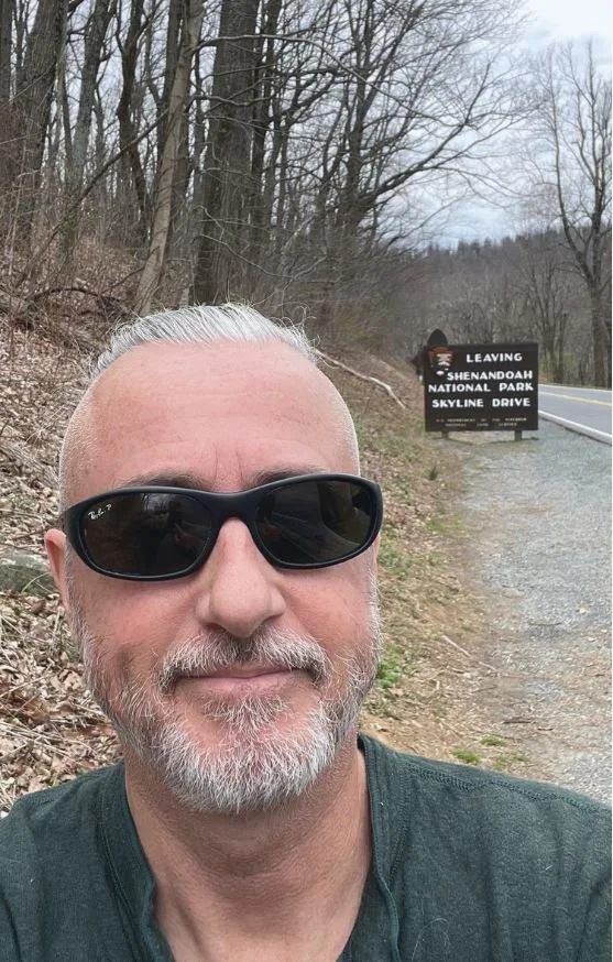 Robert Campellone at Rockfish Gap, the end of Shenandoah National Park & beginning of the Blue Ridge Parkway, where he contemplates the strategy for Designing Nature's Half