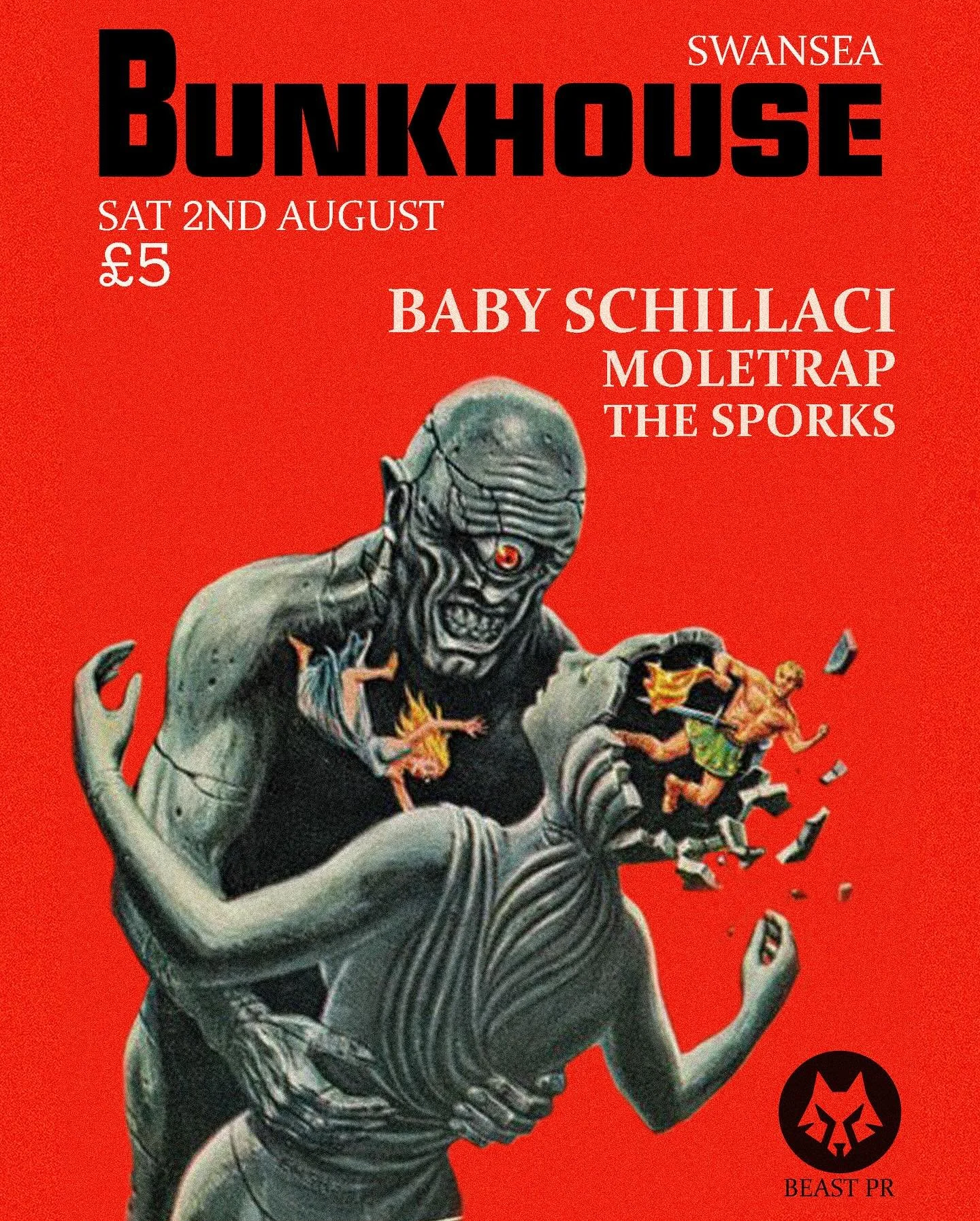 SWANSEA! It&rsquo;s been a while..

We come home @bunkhouseswansea Saturday August 2nd

We are joined by @moletrap_ &amp; @the_sporks_uk 

Tickets &pound;5adv 
Get them via link in bio!
Get amongst it 💪

@beastpruk 
@lavendersweeprecords 
@shinyviny