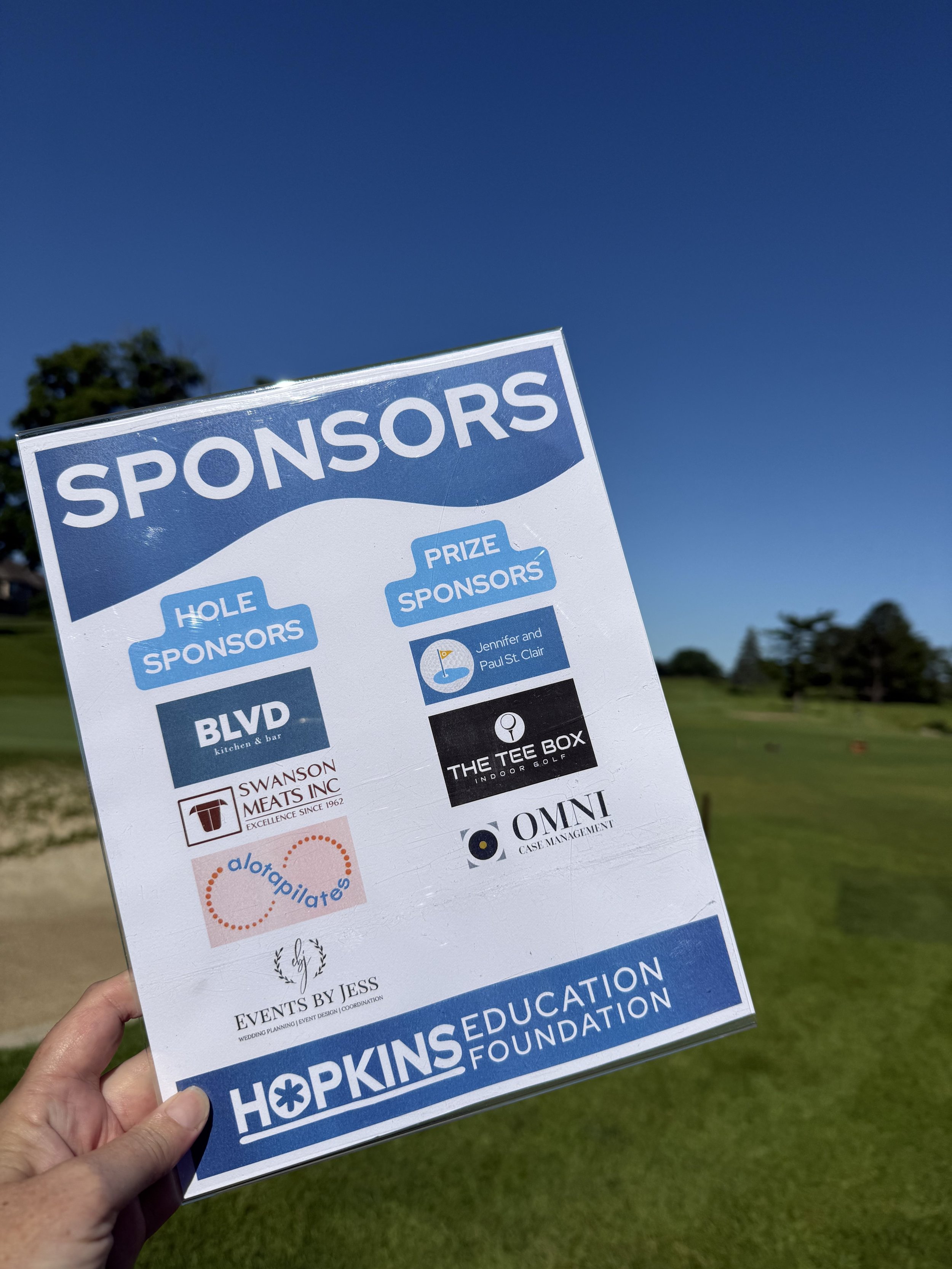 Golf Scramble hole and prize sponsor recognition