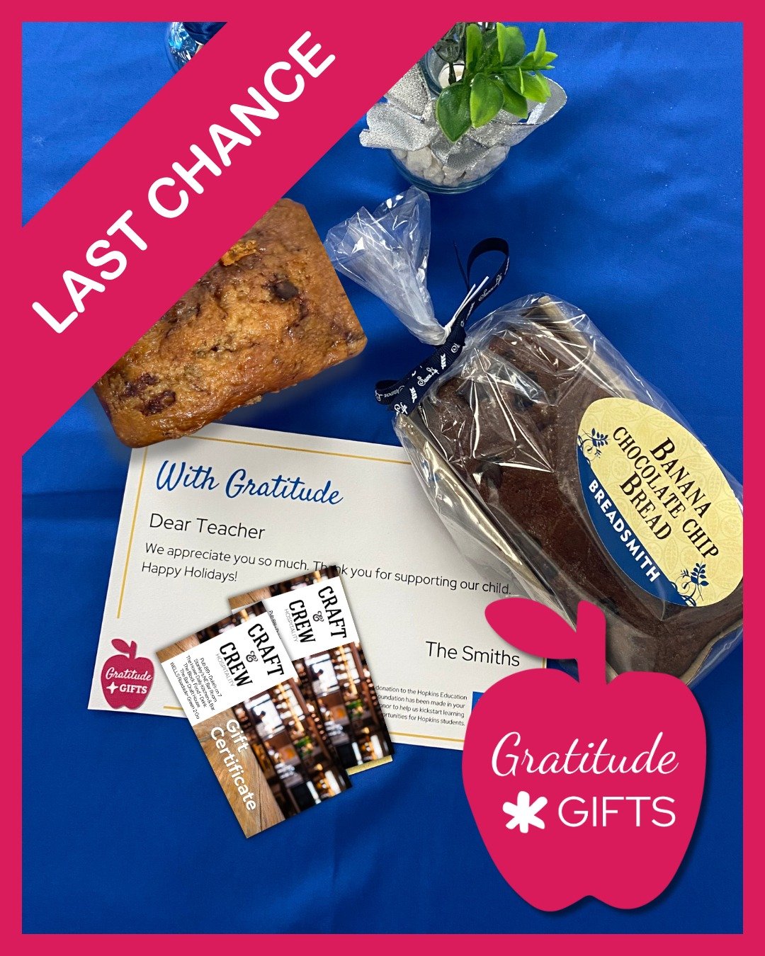 Last chance to order Gratitude Gifts! 🍎💙 Thank Hopkins teachers and staff, and support our grants for classroom projects at the link in bio. Orders close at midnight.