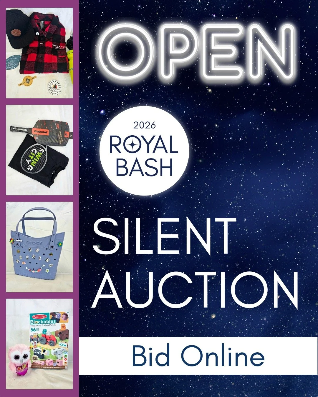 Bidding is now OPEN for the #RoyalBash2026 silent auction. Take a look at the amazing gift baskets, experiences, signed memorabilia, handmade items, and more. Attendees can bid using the email associated with their tickets. It's free to register as a