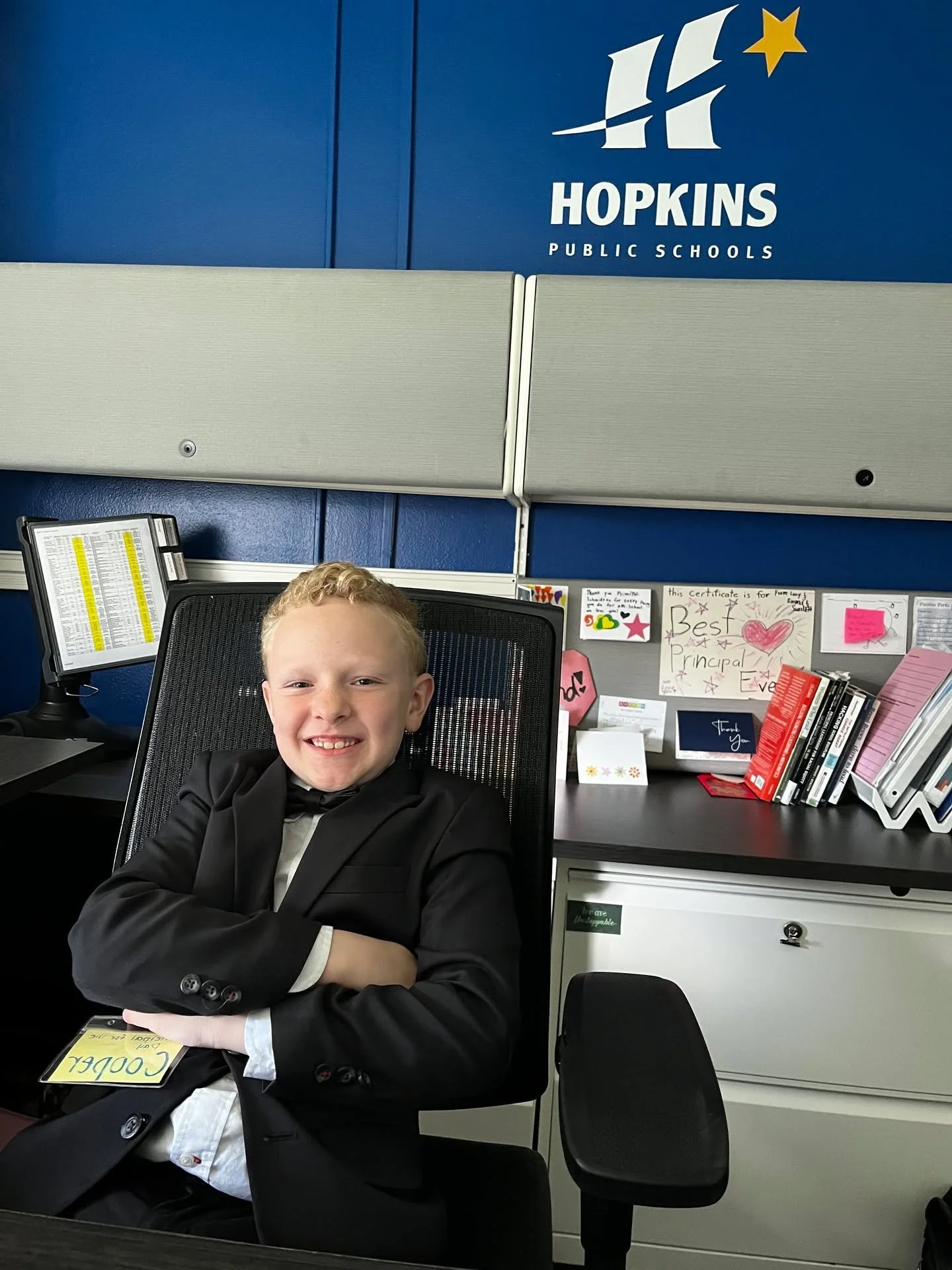 Recently, Alice Smith Elementary School had a very special Principal for a Day: Principal Cooper. Cooper's mom won this special opportunity at our Royal Bash fundraising gala in March. 
In his role, Cooper got to greet students, read to two classroom