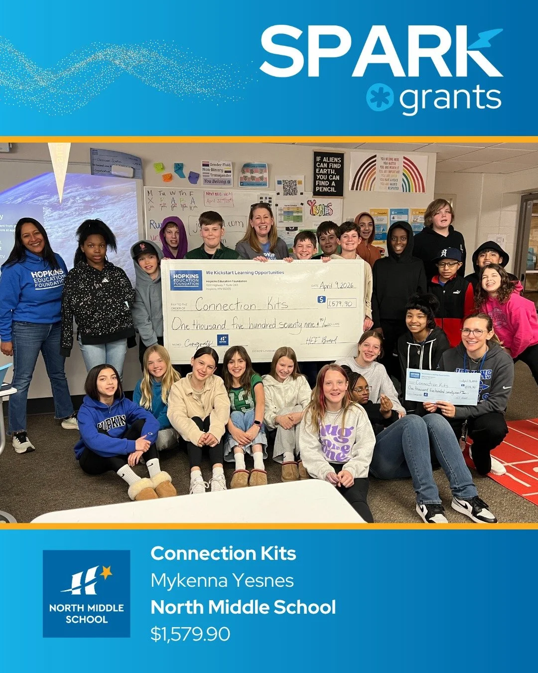 SPARK GRANT SPOTLIGHT
🤝 Social-emotional learning comes to life at North Middle School through board games, cooperative activities, and guided conversations. Teacher Mykenna Yesnes wants to make it possible for students to build key skills through a