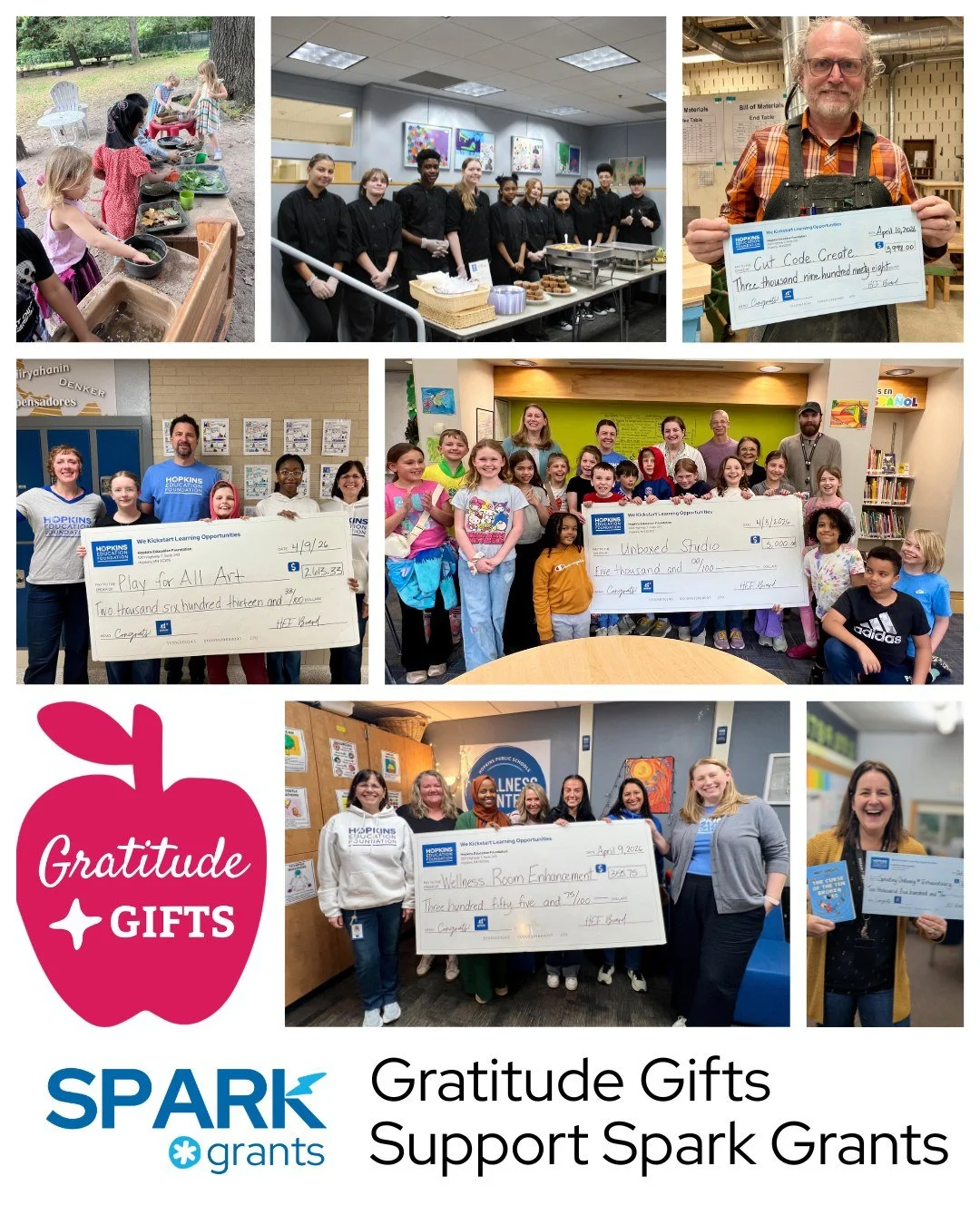 As the end of the school year approaches, we know there's lots to do. Let us help. Order Gratitude Gifts for @hopkinsschools teachers and staff, and we will deliver. Your gifts funds Spark Grants that kickstart classroom projects. Gratitude Gifts inc