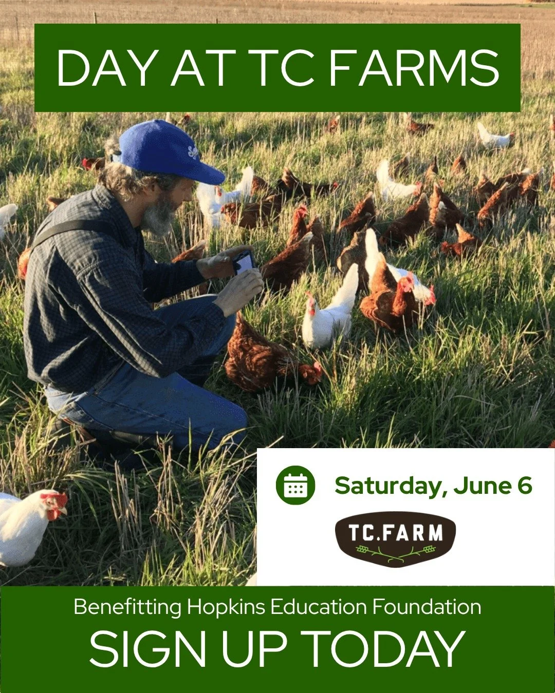 🧑&zwj;🌾🌽🐔Spend a day out on the farm and raise money for HEF

Grab your overalls and straw hat! Join HEF and @TC Farms on Saturday, June 6 for a day at Auntie Annie&rsquo;s Fields, near Northfield. You&rsquo;ll meet their flock of pasture-raised 