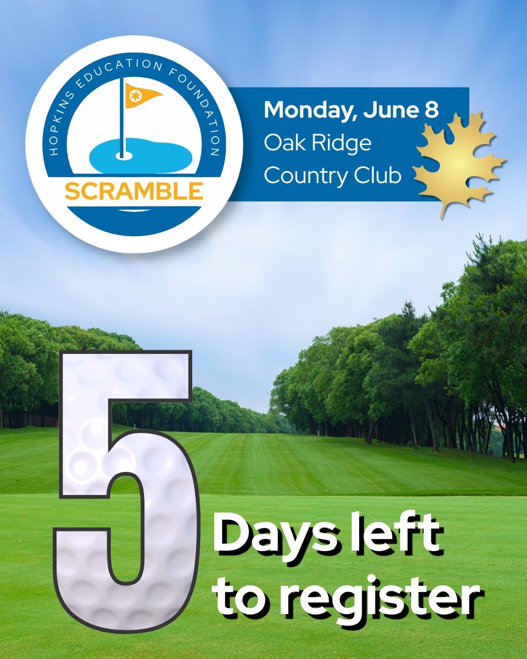 ⛳ Don't miss out on a chance to golf 18 holes at @oakridgemn! There are just five days left to register for the HEF Golf Scramble on Monday, June 8. Whether you're a seasoned pro or a casual player, this event promises a day full of fun, friendly com