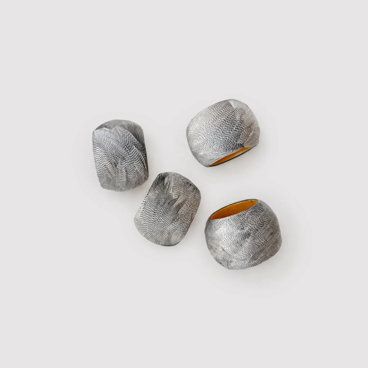 Silver Duck Feather Napkin Ring Set