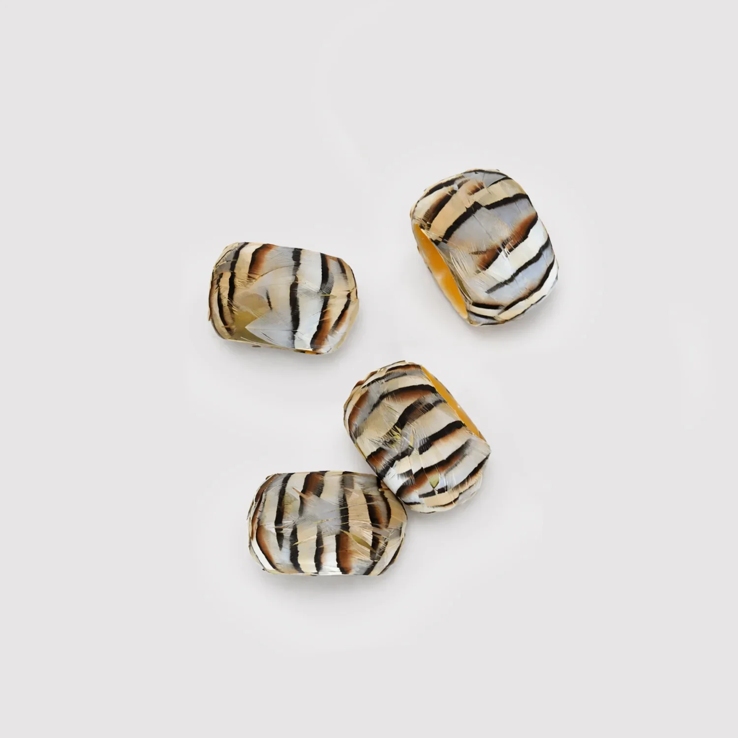 Feathered Striped Napkin Ring Set