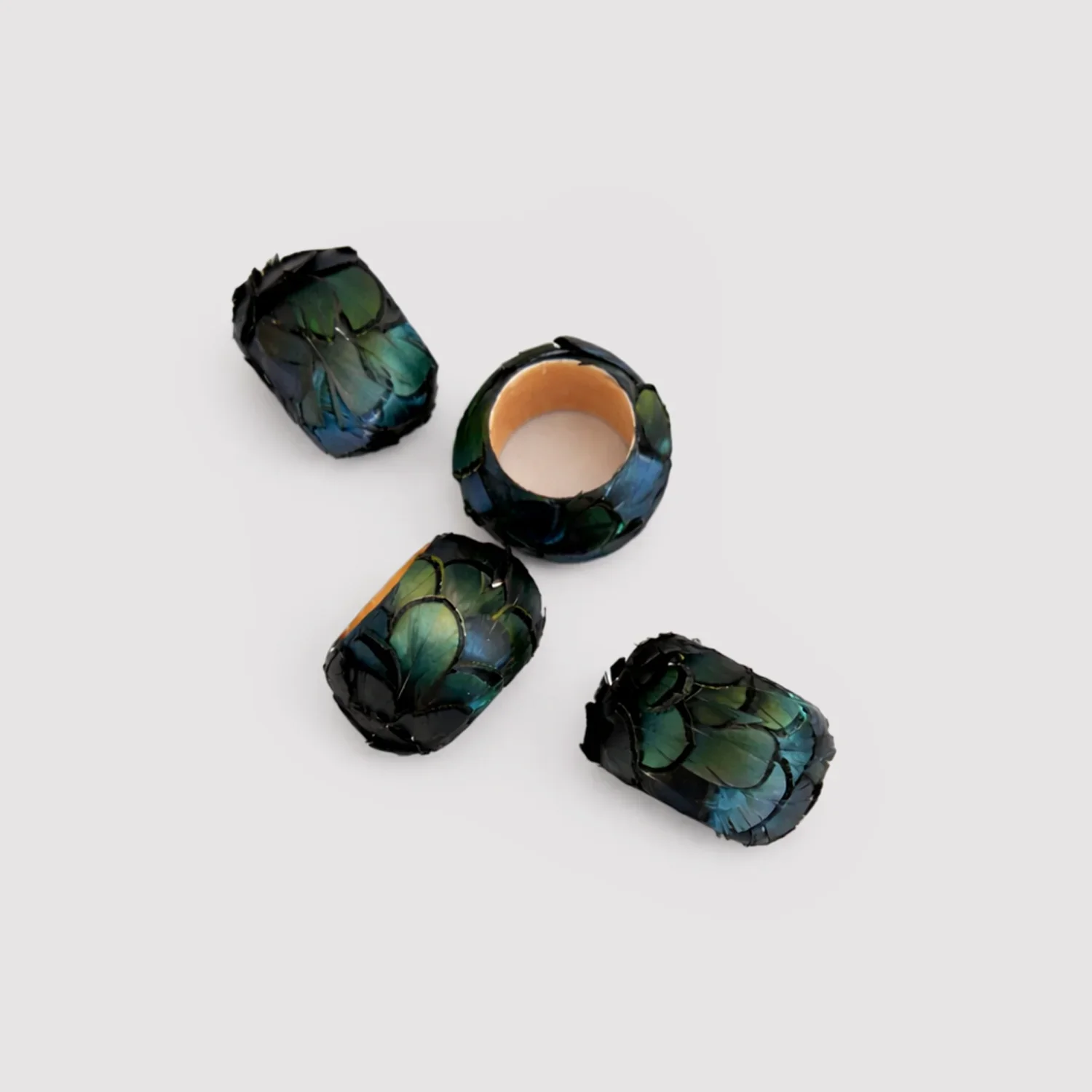 Lady Amherst Feathered Napkin Ring Set