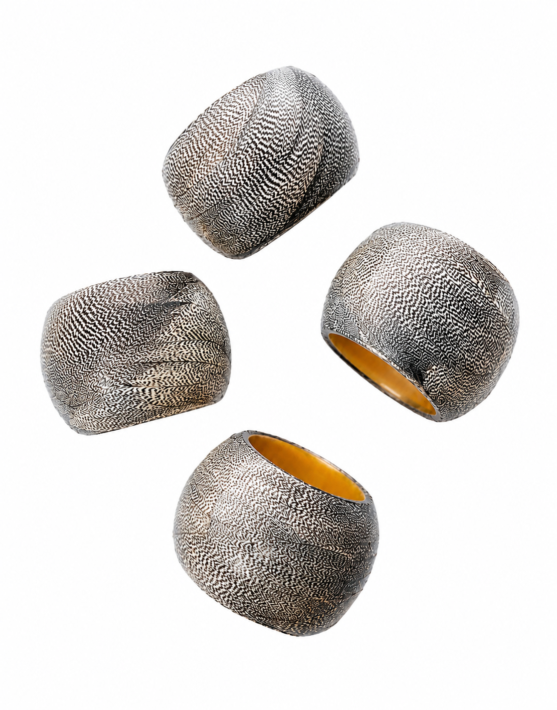 Silver Duck Feather Napkin Ring Set