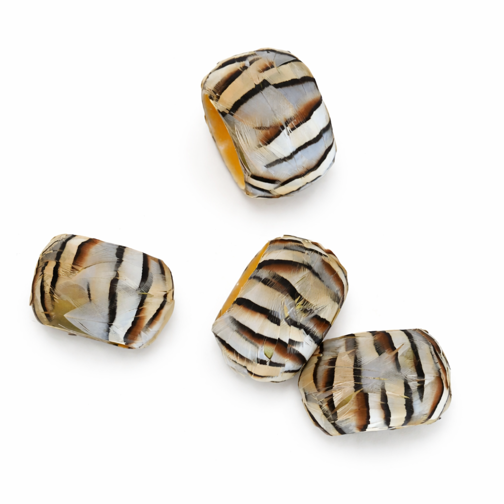 Feathered Striped Napkin Rings (set of 4)