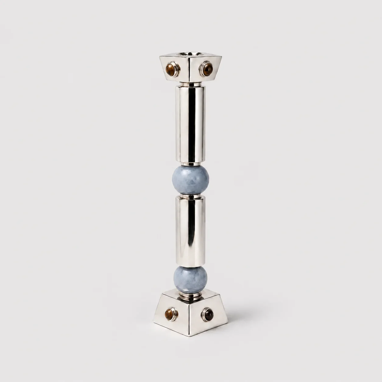 Tanner Candlestick Blue Angelite/Tigers Eye