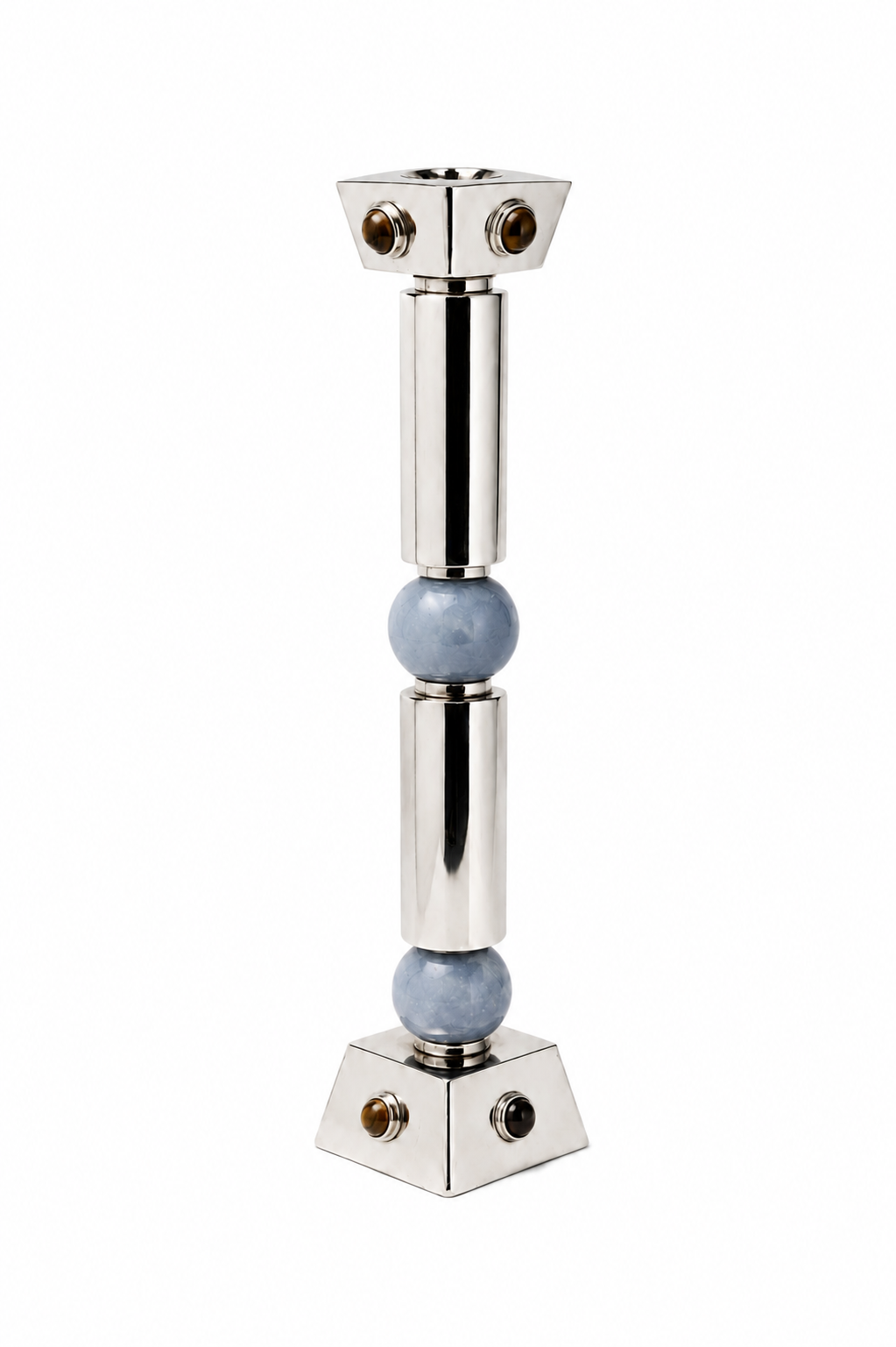 Tanner Candlestick Blue Angelite/Tigers Eye