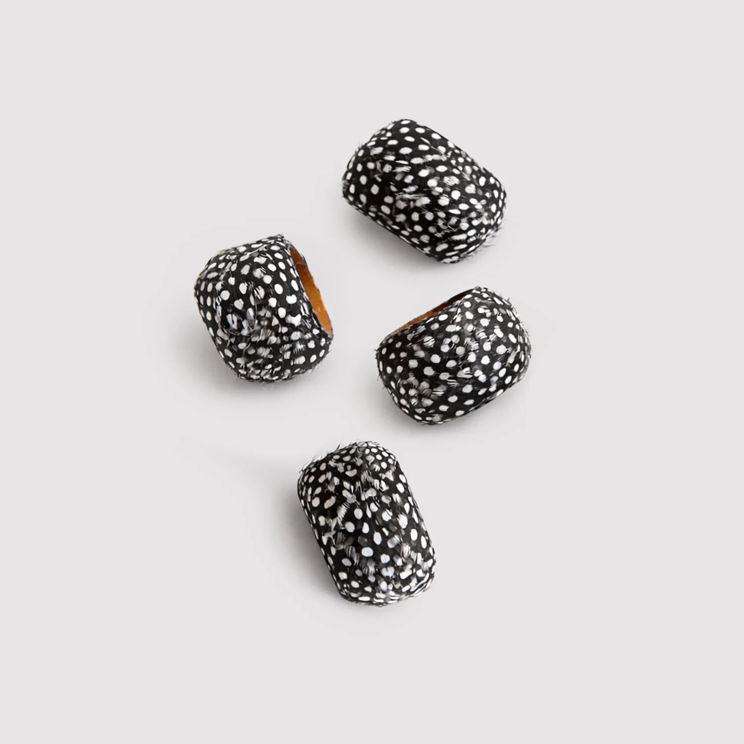 Feathered Polka Dot Napkin Ring Set