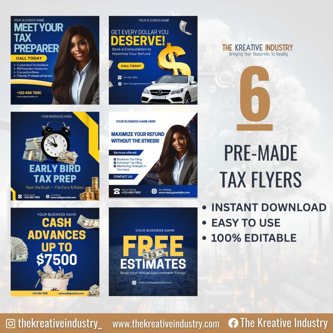 6 Pre-Made Canva Tax Season Flyer Templates