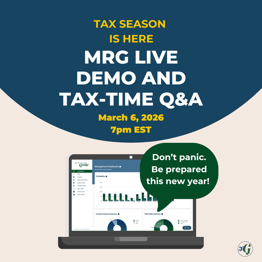 MRG Live Demo and Tax-Time Q&A: March 6 2026 at 7pm EST; tax season is here! Don't panic. Be prepared this new year!