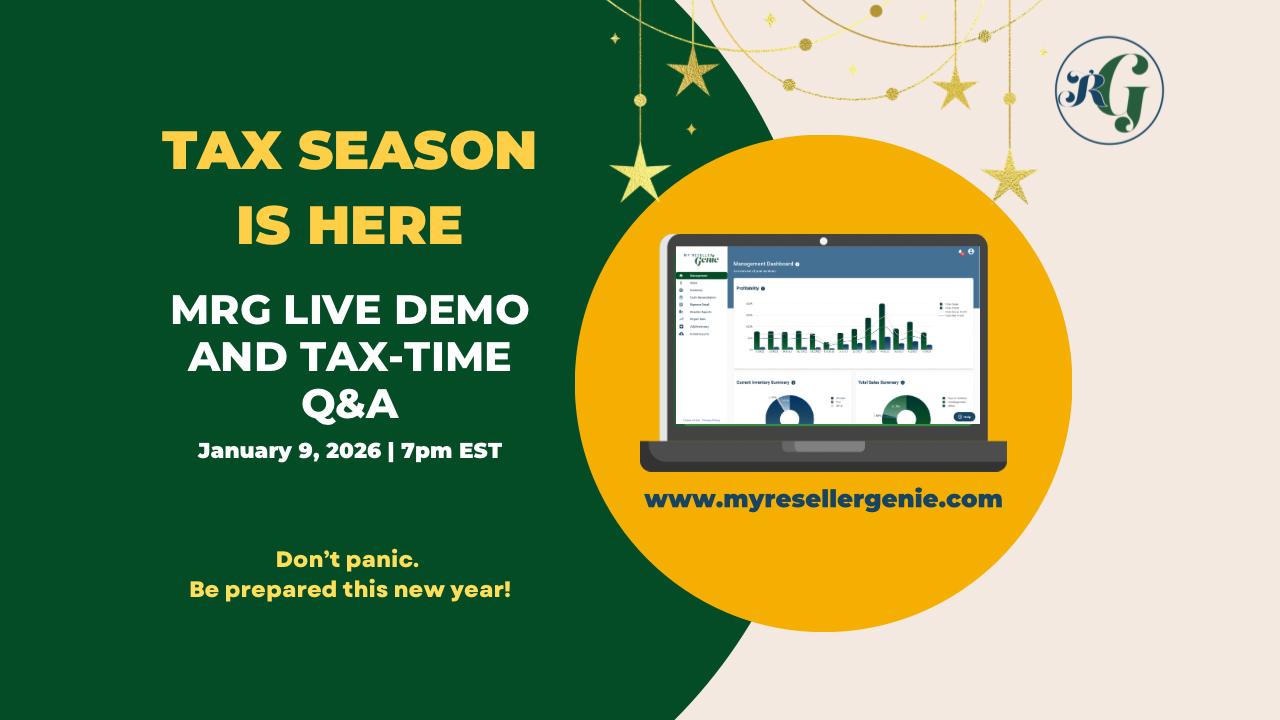MRG Live Demo and Tax-Time Q&A: January 9, 2026 at 7pm EST; tax season is here! Don't panic. Be prepared this new year!