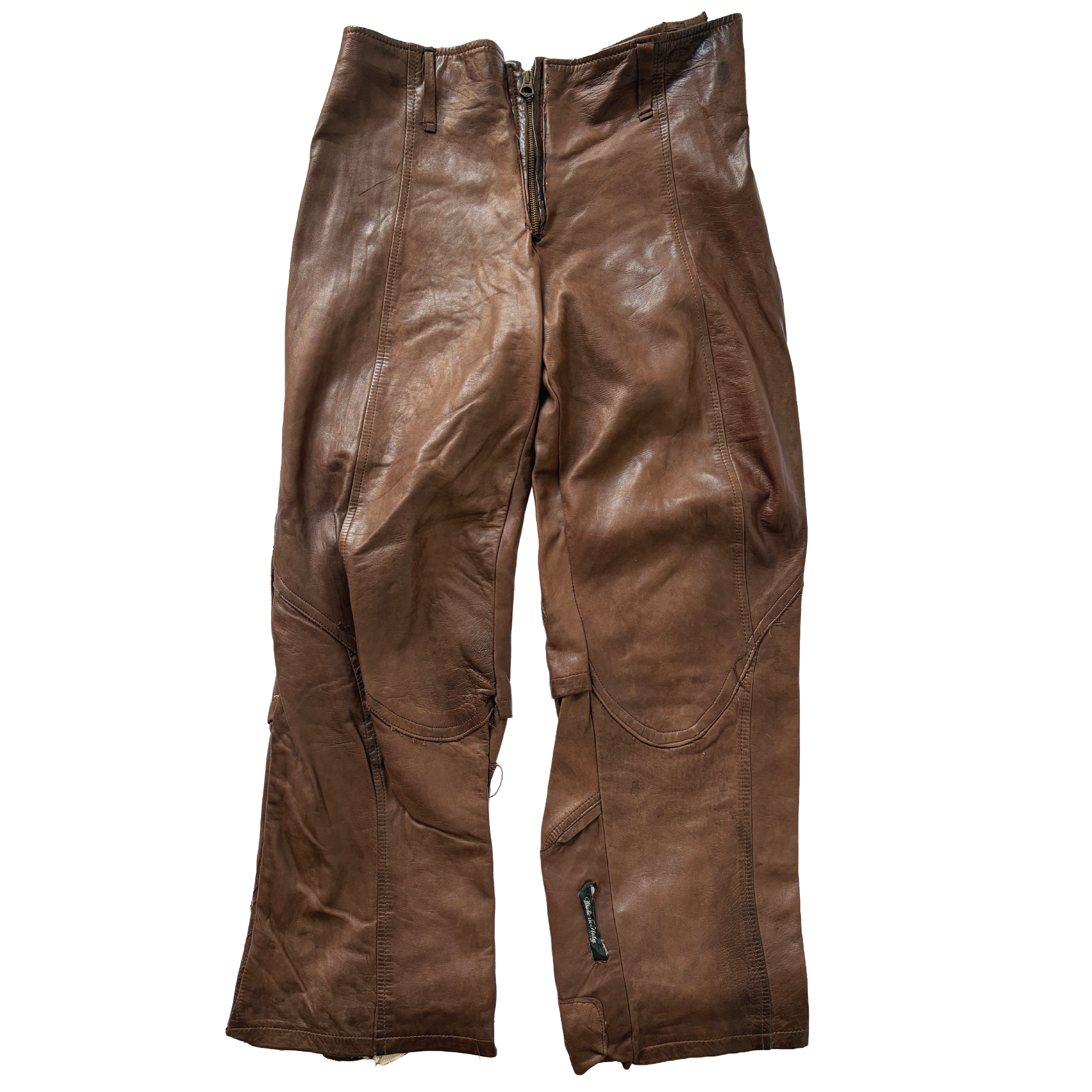 DECONSTRUCTED BROWN LEATHER PANT