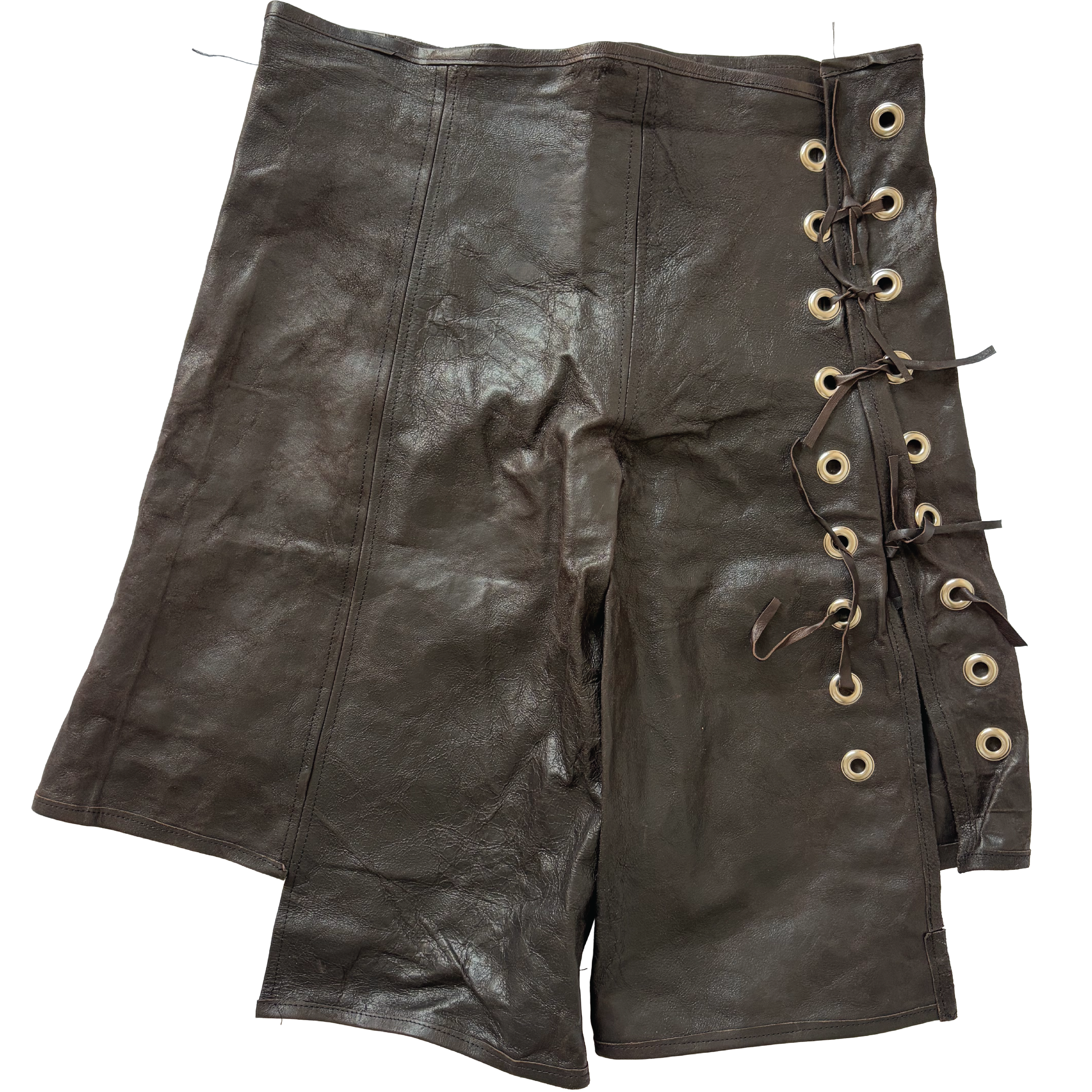 OVERSIZED BROWN LEATHER CORSET SHORT