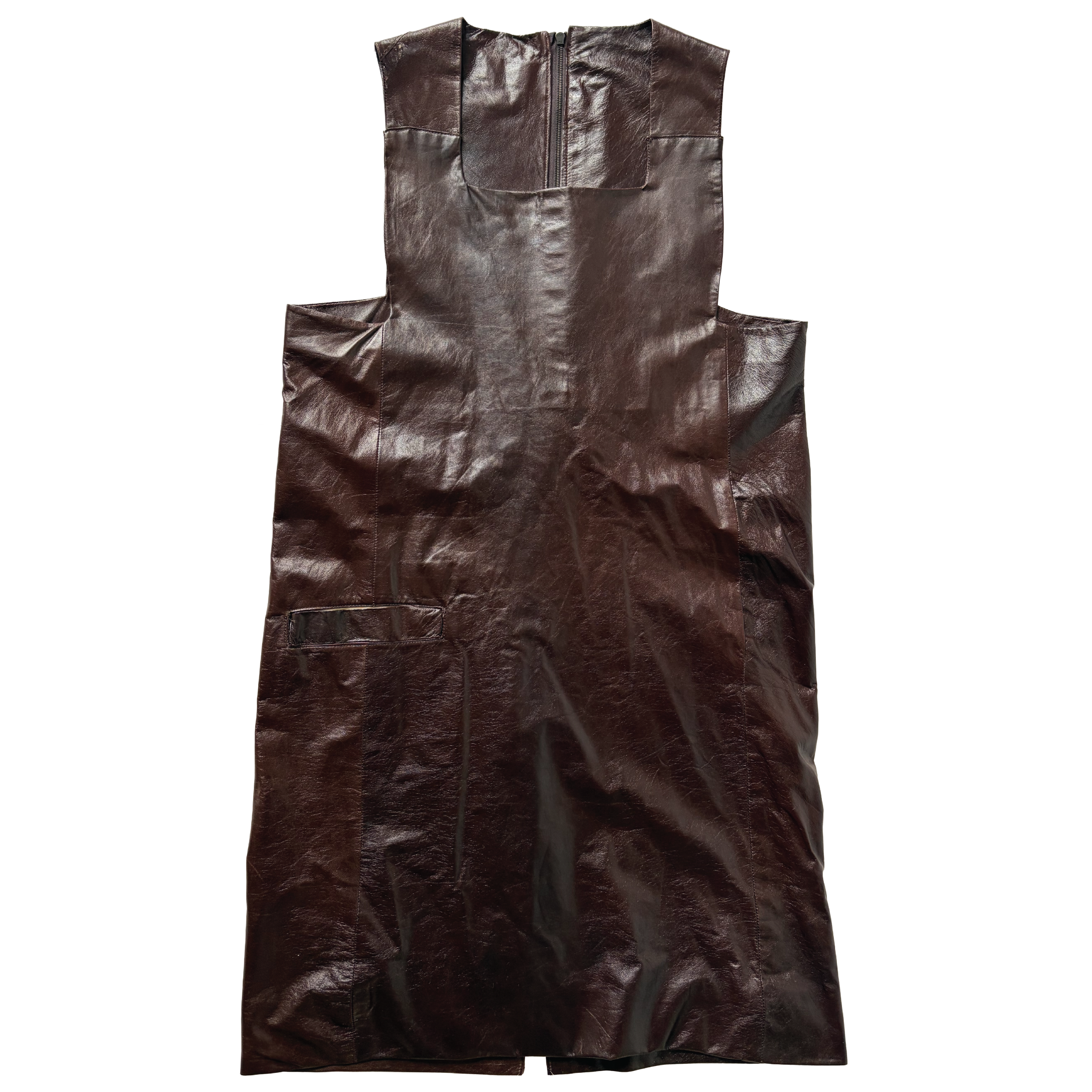 STRAIGHT CUT LEATHER MINI DRESS