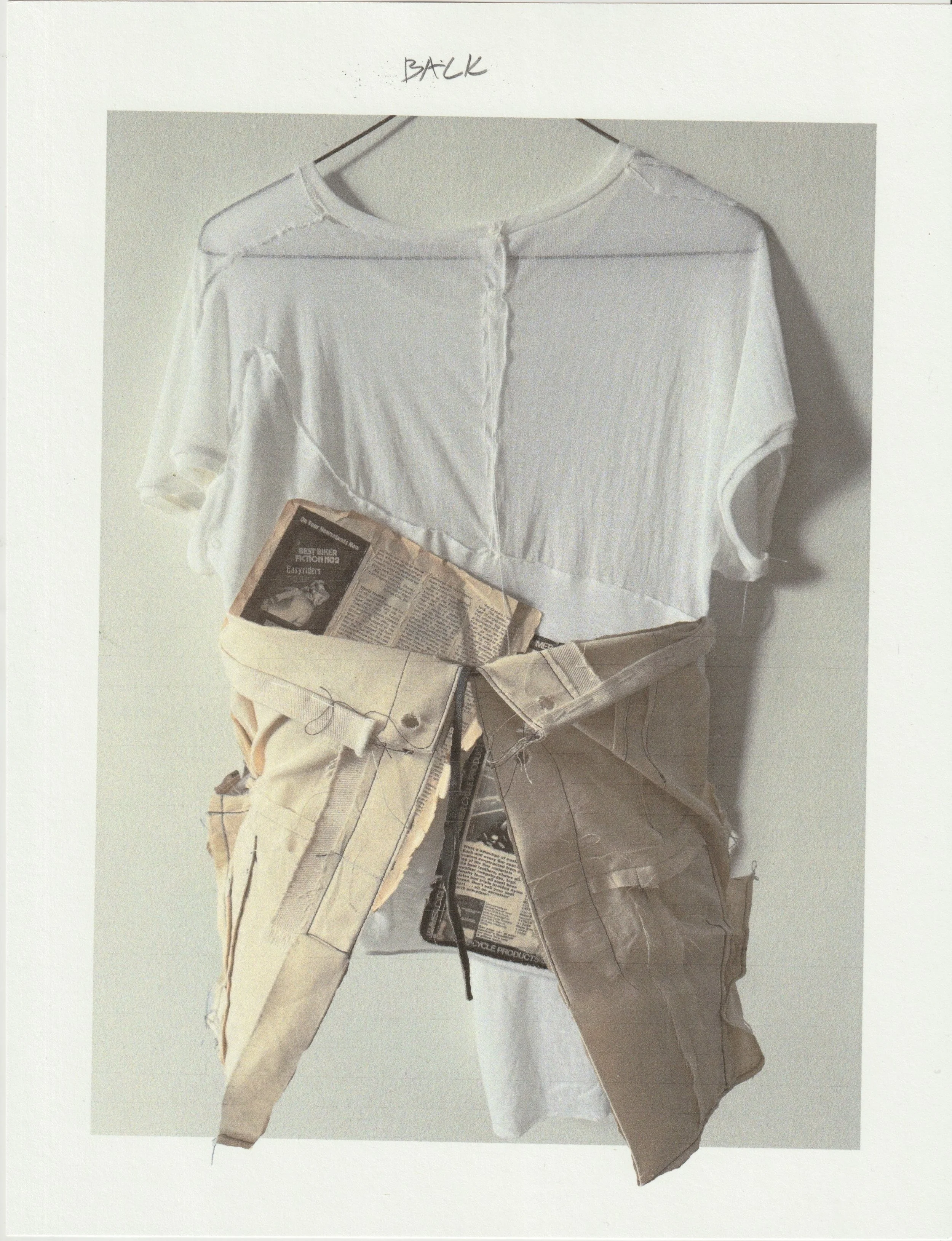 t-shirt handsewn to magazine  by conor o'driscoll