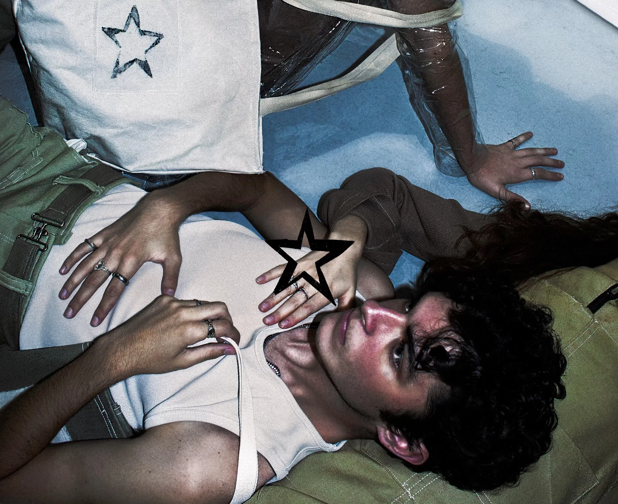 lucas gilmour and zac nelson wearing conor o'driscoll defective workwear 22 shot by timothy cheng new york city house down gallery orientation nyc management