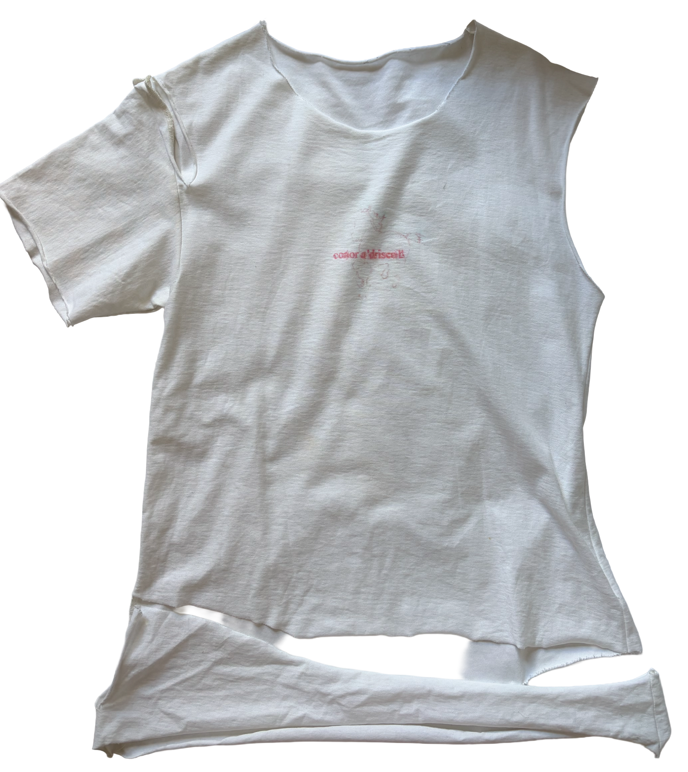 unfinished graphic t-shirt - oversized unisex t-shirt with faded conor o'driscoll graphic, unfinished details, & double cut raw shirt hem.
