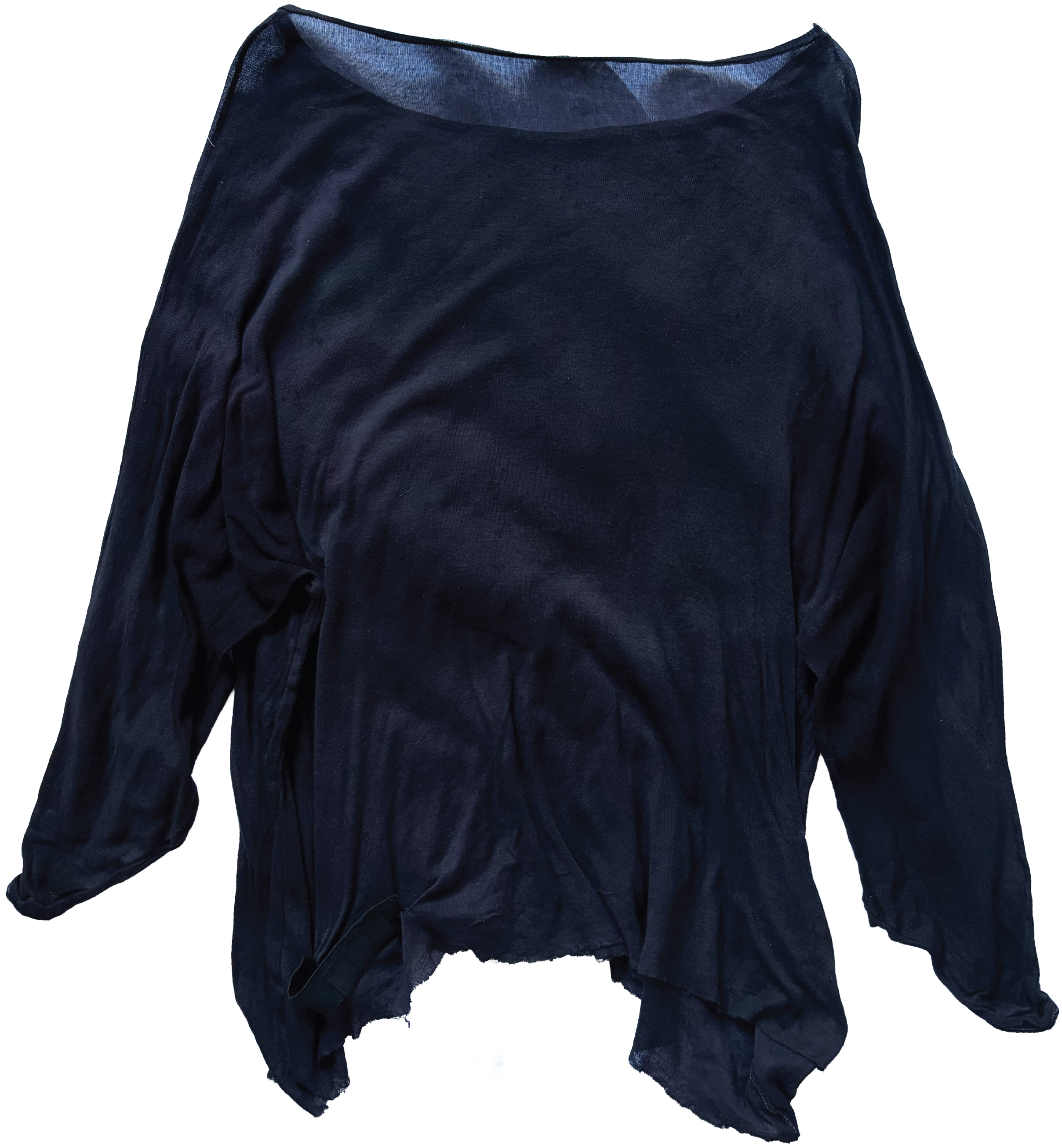 true unisex-fit oversized dolman sleeve top with wax & layered over-dye technique, shape blocking, aged fabric process, and leather care-label tag. by conor o'driscoll